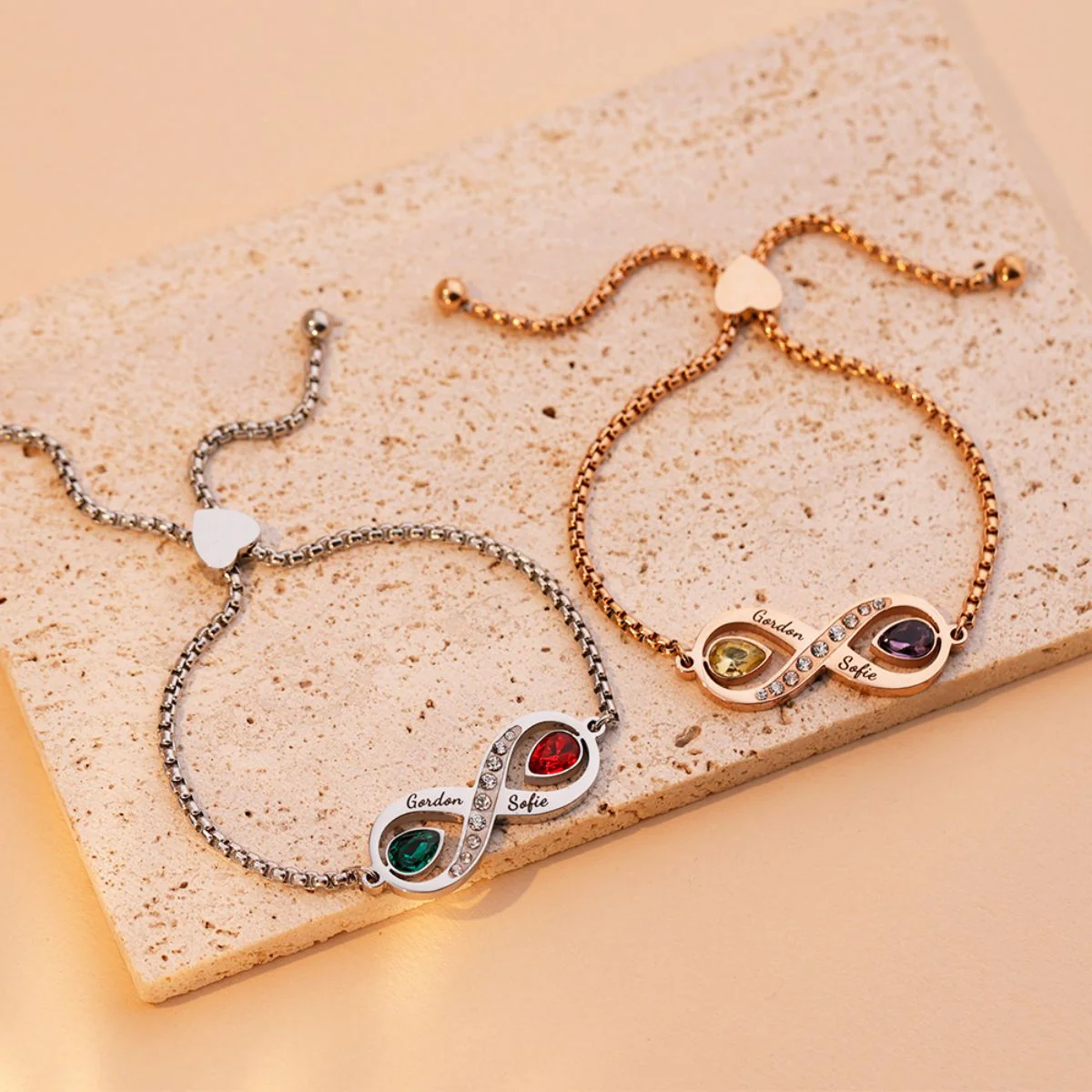Infinite Love - Personalized Tears Of Joy Birthstones Bracelet - Image 4