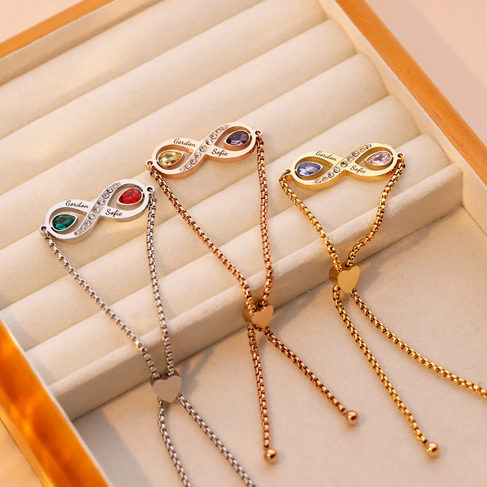 Infinite Love - Personalized Tears Of Joy Birthstones Bracelet - Image 6