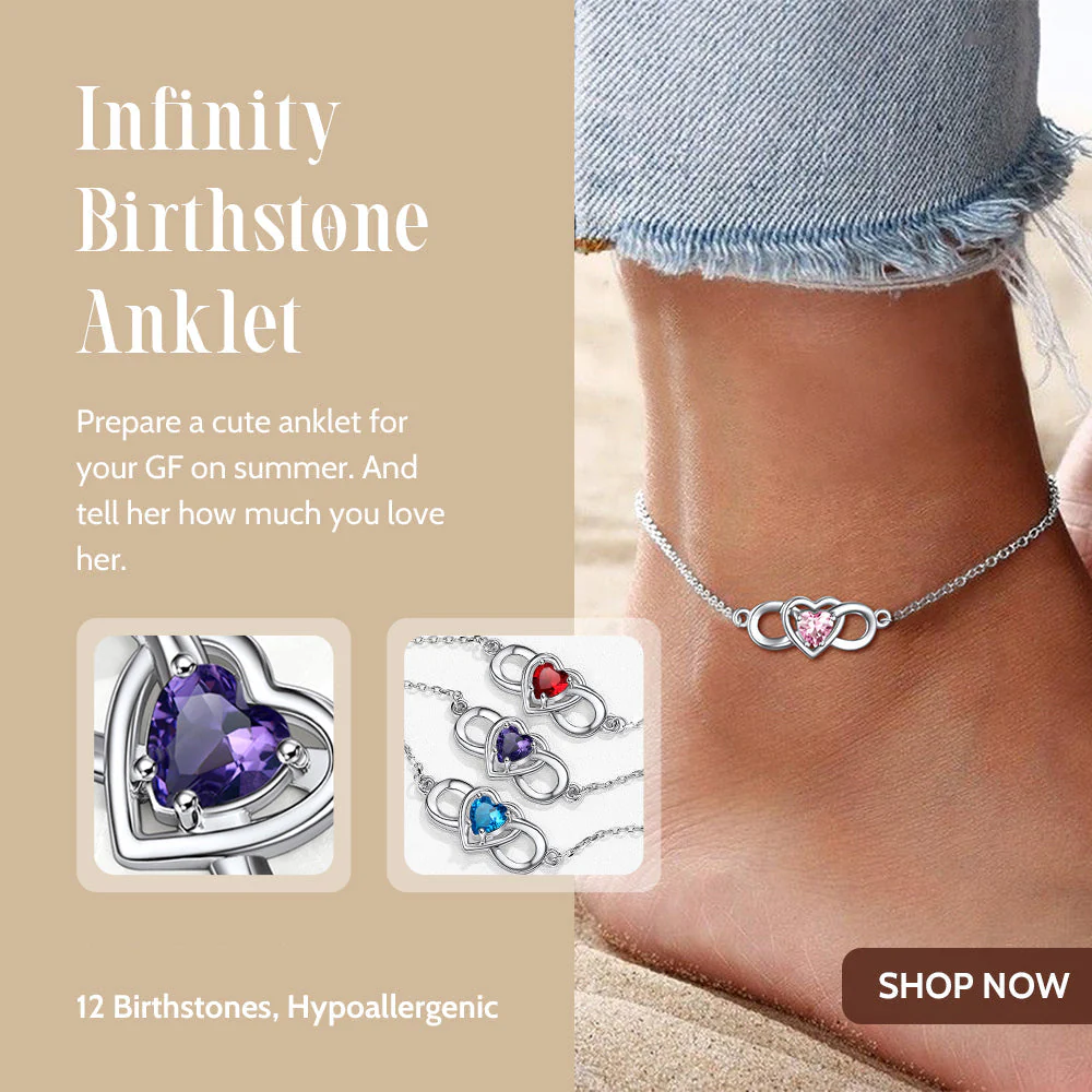 Infinity Heart Birthstone Anklet For Women - Image 2