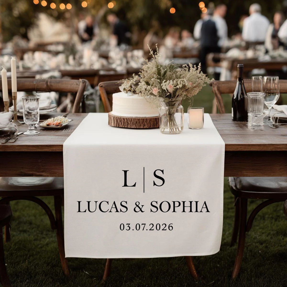 Initial Letter & Names - Personalized Wedding Table Runner, Sweetheart Table Sign, Engagement Party Decoration - Image 2