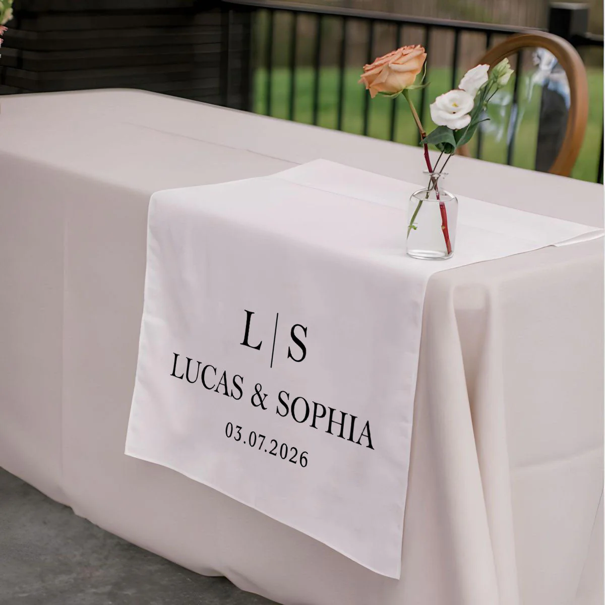 Initial Letter & Names - Personalized Wedding Table Runner, Sweetheart Table Sign, Engagement Party Decoration - Image 3