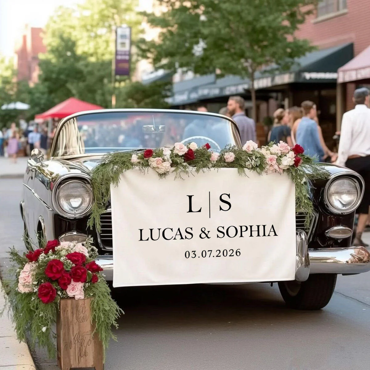 Initial Letter & Names - Personalized Wedding Table Runner, Sweetheart Table Sign, Engagement Party Decoration - Image 5