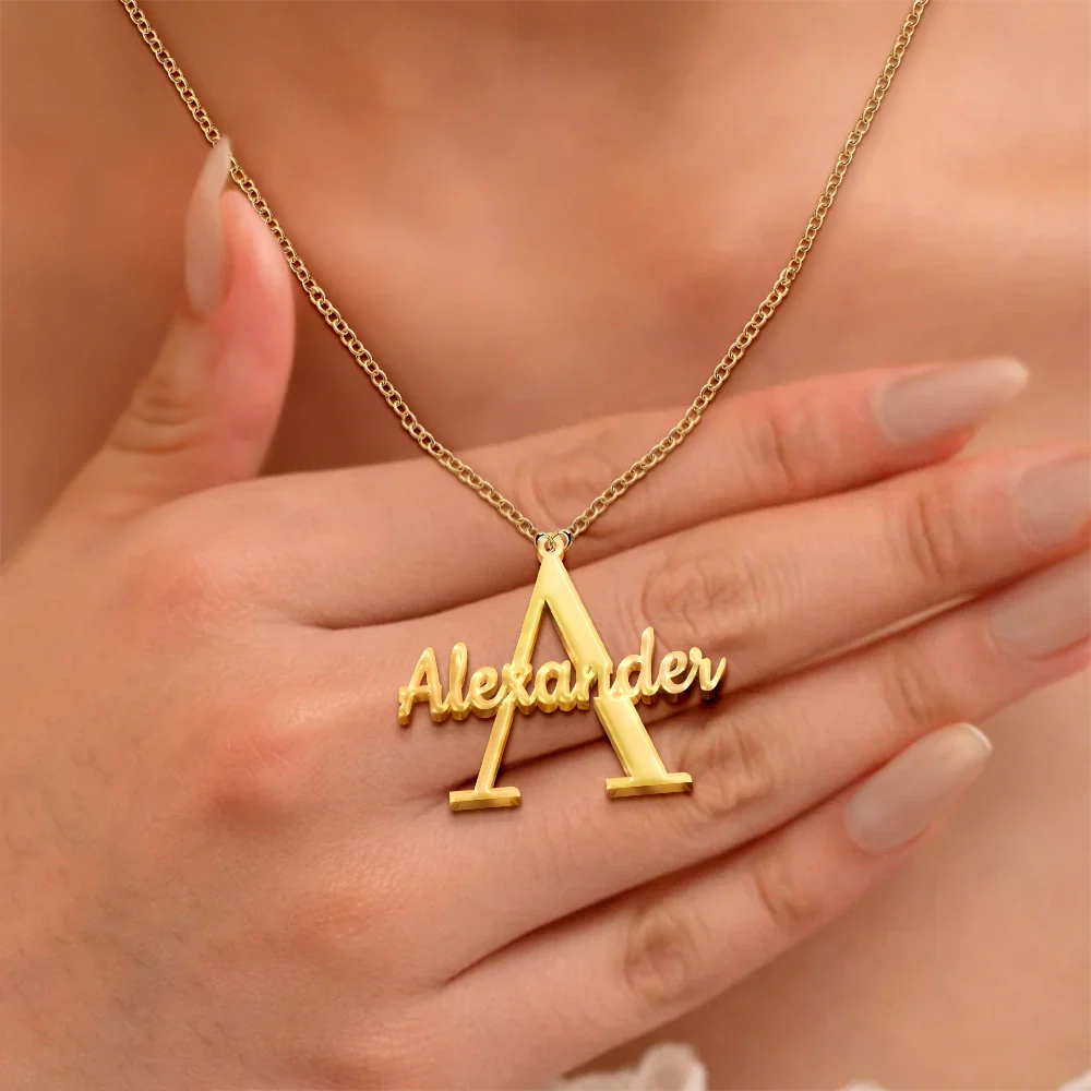 Initials Sign Name - Personalized Letter Necklace - Image 2