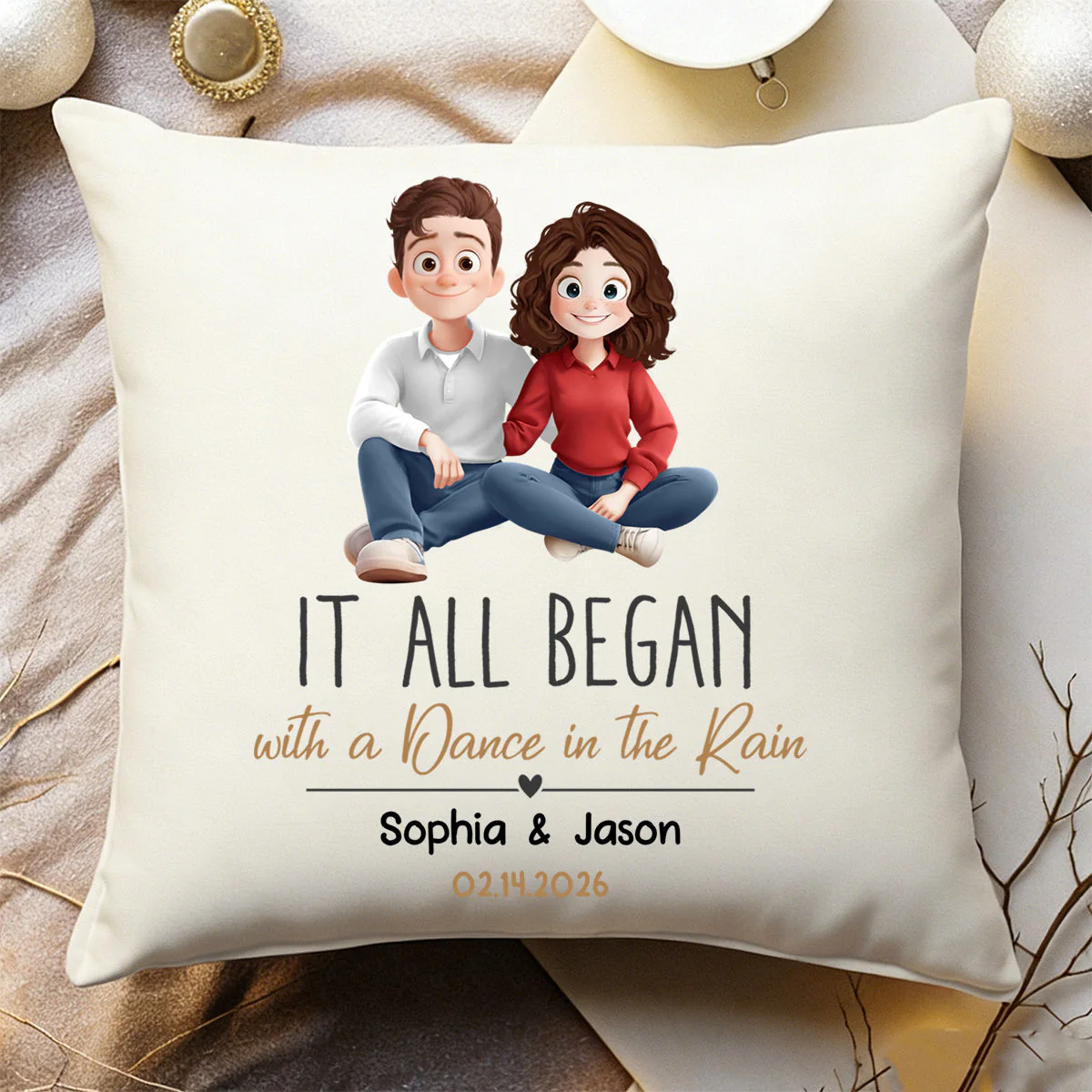 It All Began Couple Gift For Valentine Anniversary - Personalized Pillow - Image 2