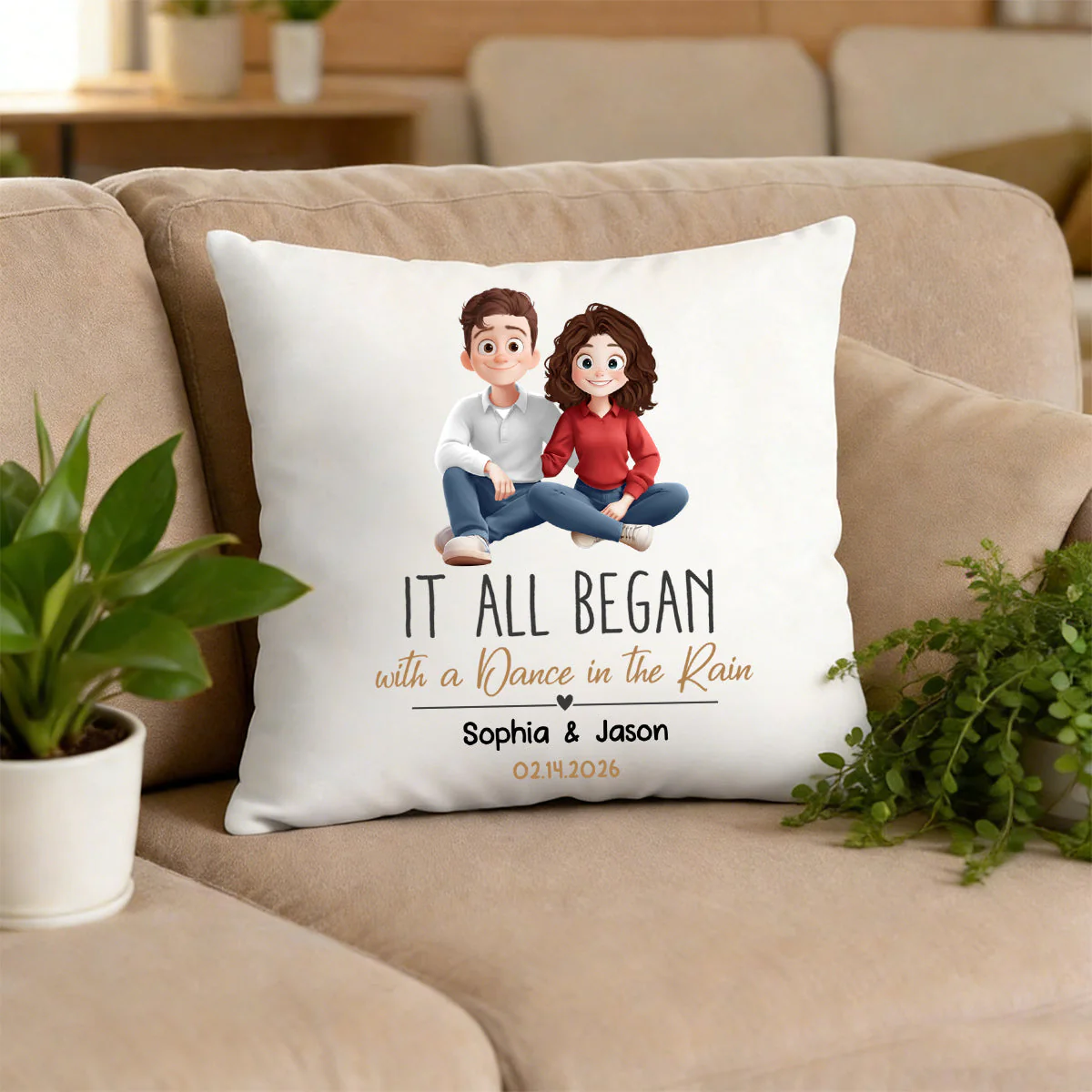 It All Began Couple Gift For Valentine Anniversary - Personalized Pillow - Image 3