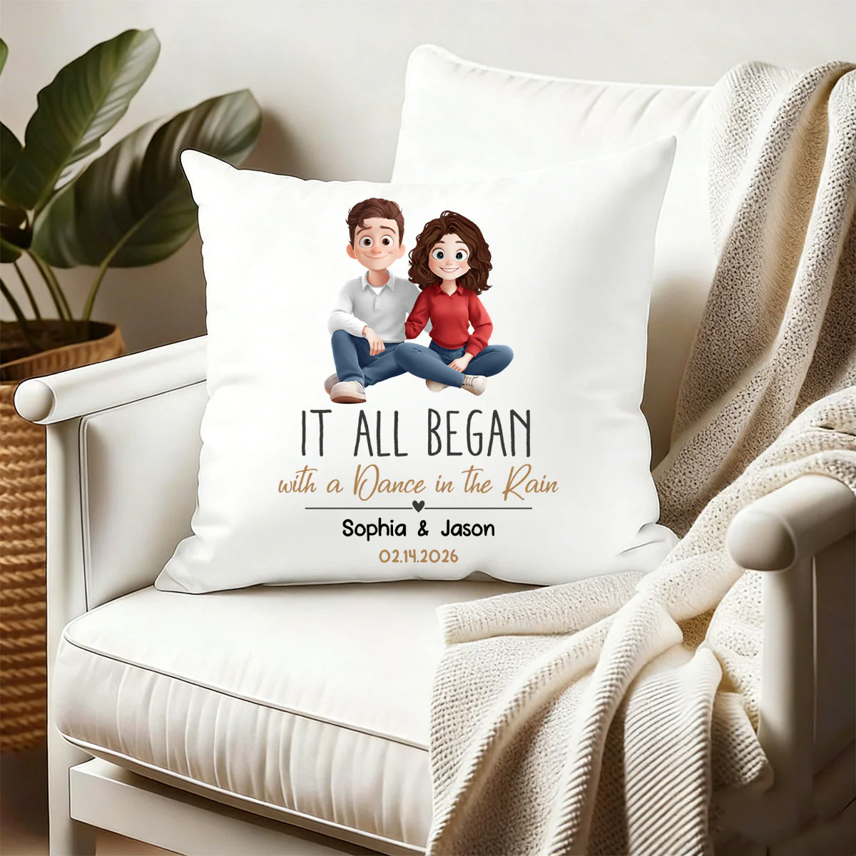 It All Began Couple Gift For Valentine Anniversary - Personalized Pillow - Image 4