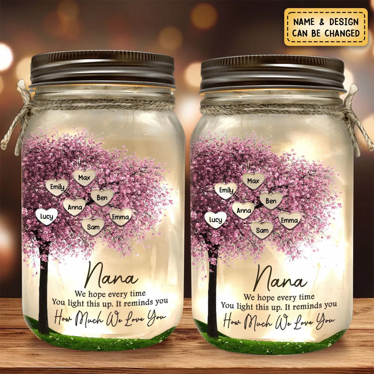 It Reminds You How Much We Love You - Family Personalized Custom Mason Jar Light - Gift For Mom, Grandma - Image 2