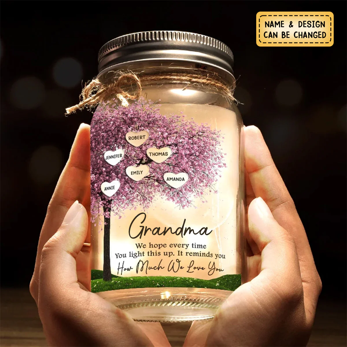 It Reminds You How Much We Love You - Family Personalized Custom Mason Jar Light - Gift For Mom, Grandma - Image 3