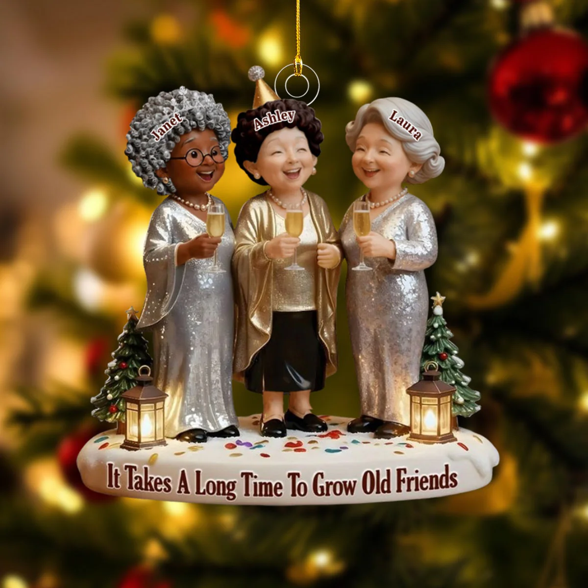 It Takes A Long Time To Grow Old Friends - Personalized Acrylic Ornament - Image 4