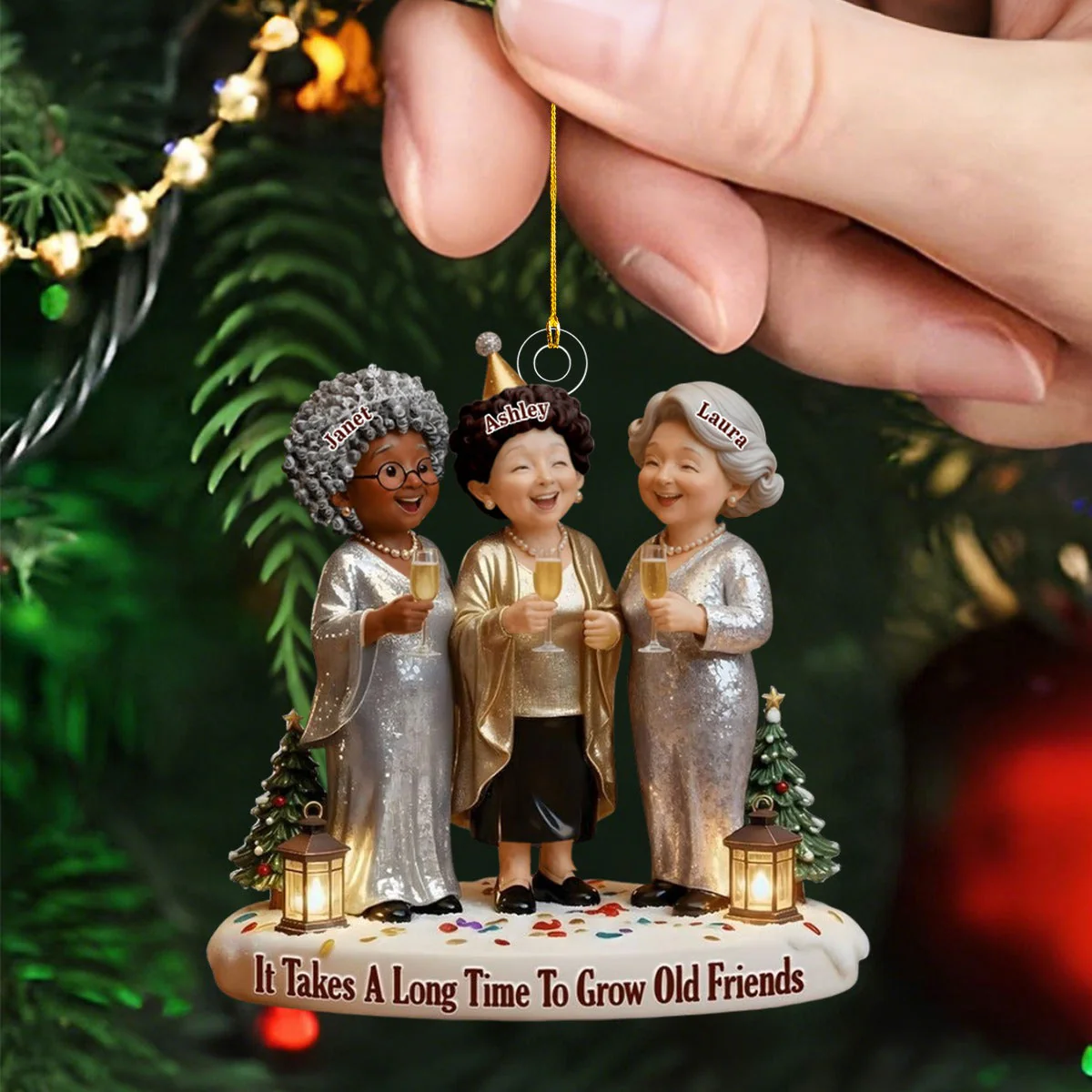 It Takes A Long Time To Grow Old Friends - Personalized Acrylic Ornament - Image 5