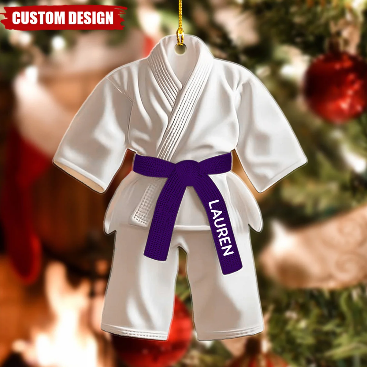 Jiu Jitsu Uniform Black Belt Custom Name Ornament - Christmas Gifts For Jiu Jitsu, Karate Lovers - Image 2