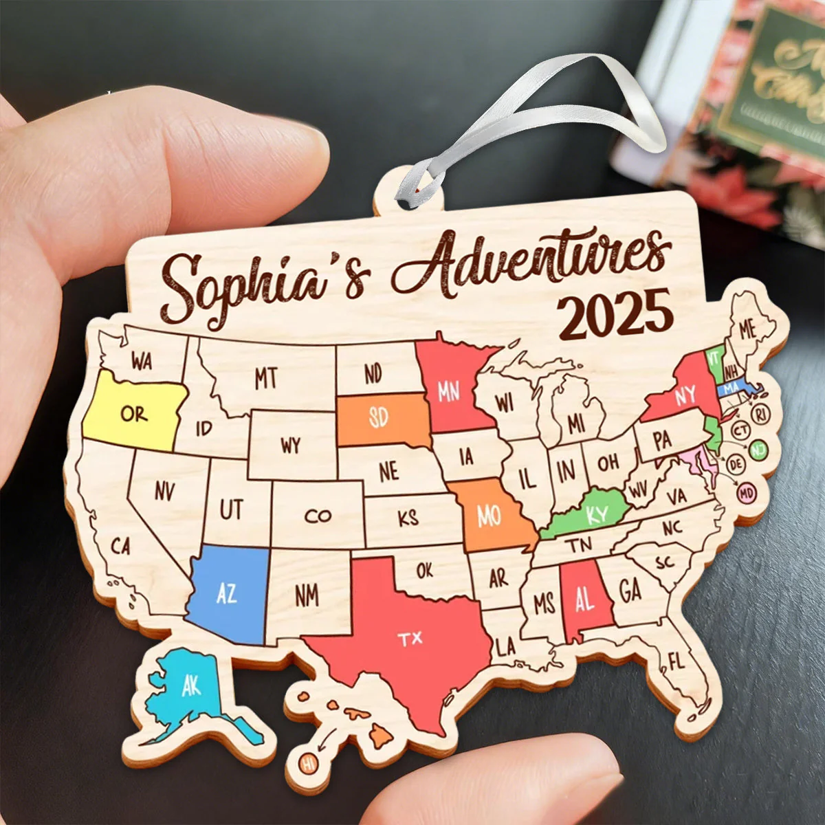 Journey Through The States - Personalized Custom Wooden Ornament - Image 2