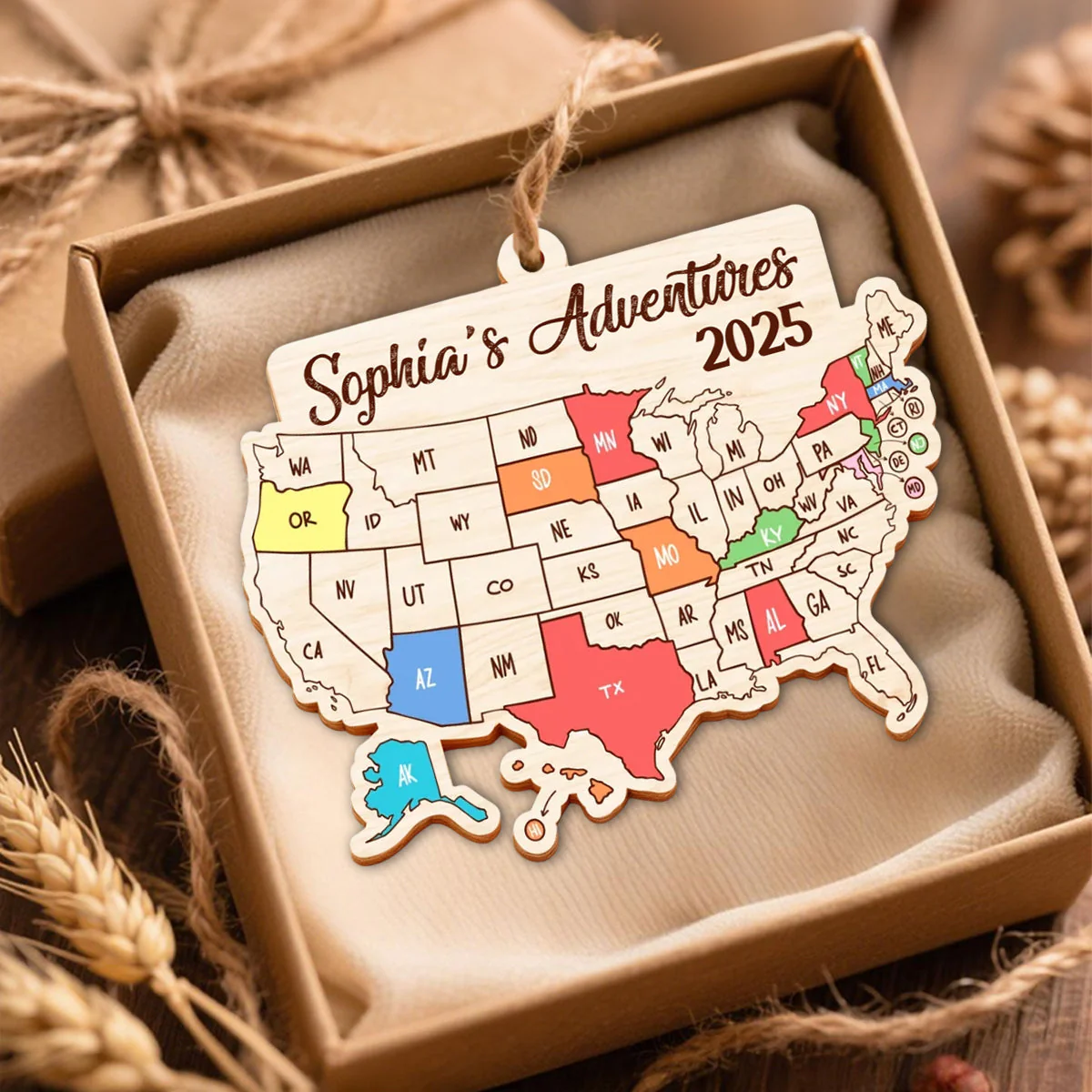 Journey Through The States - Personalized Custom Wooden Ornament - Image 4