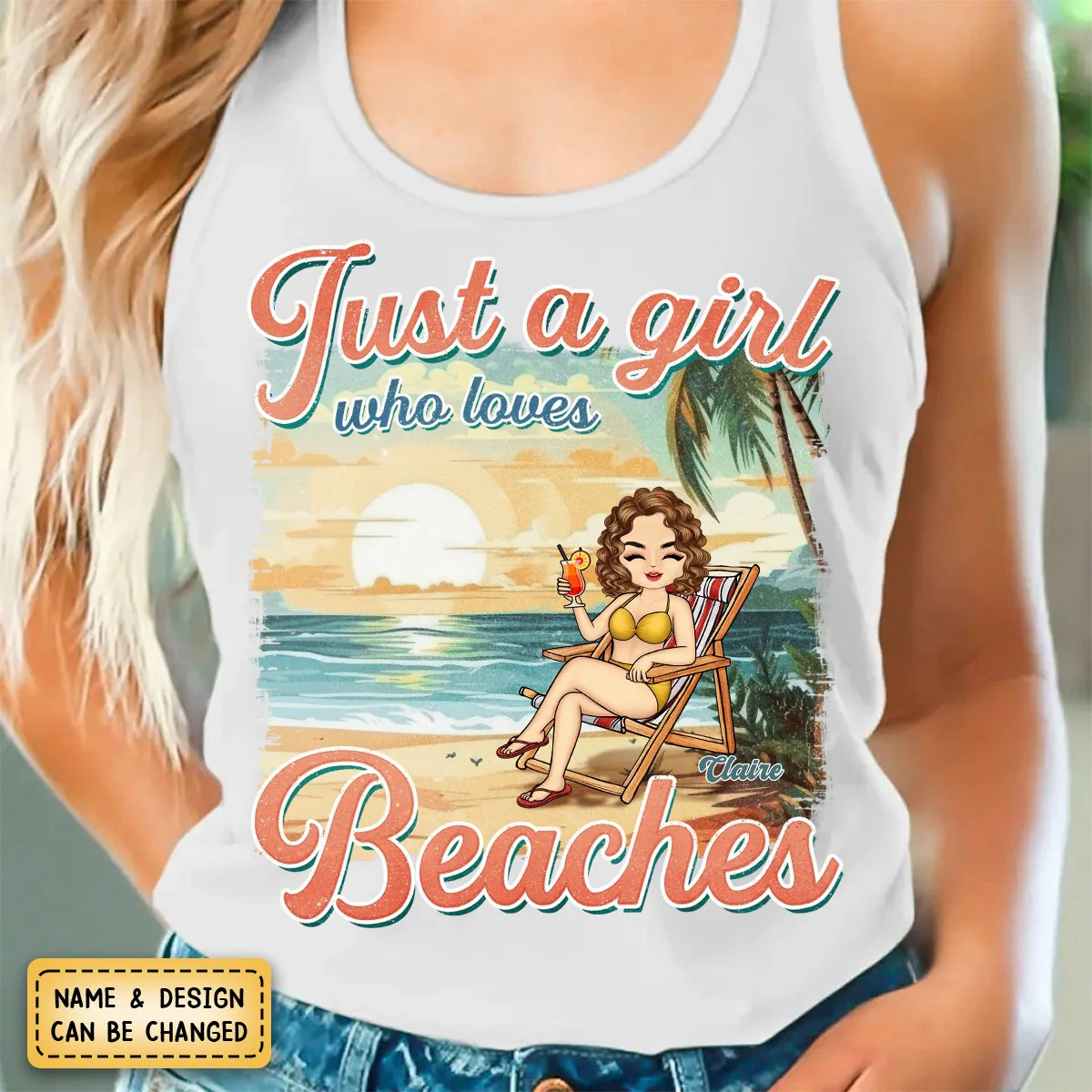 Just A Girl Who Love Summer -Personalized Custom Racer Back Tank Top - Gift For Best Friends, BFF, Sisters - Image 2