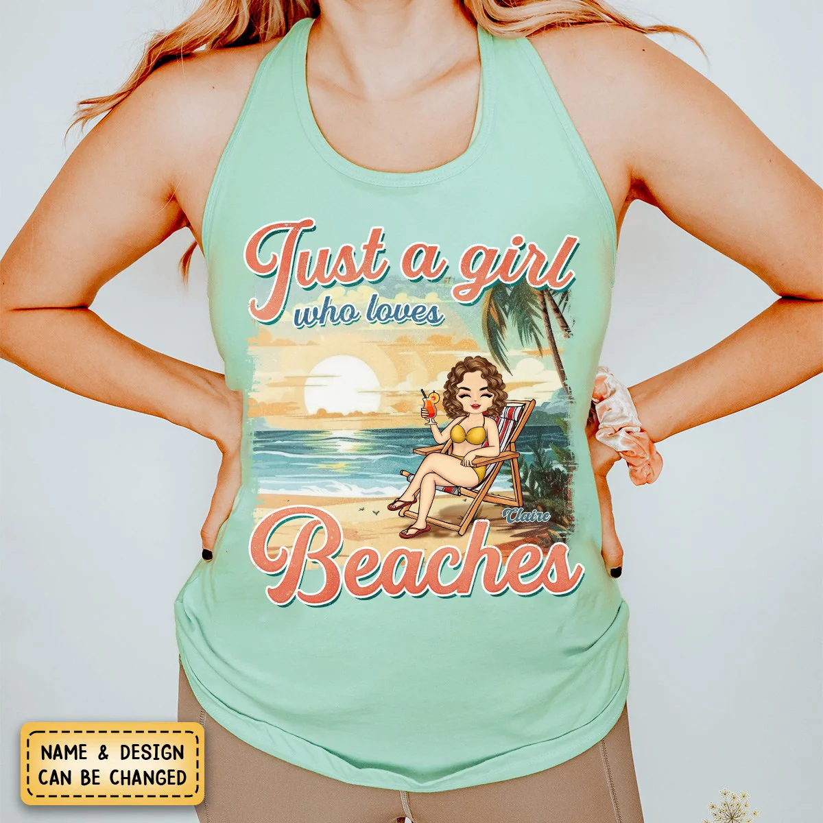 Just A Girl Who Love Summer -Personalized Custom Racer Back Tank Top - Gift For Best Friends, BFF, Sisters - Image 3