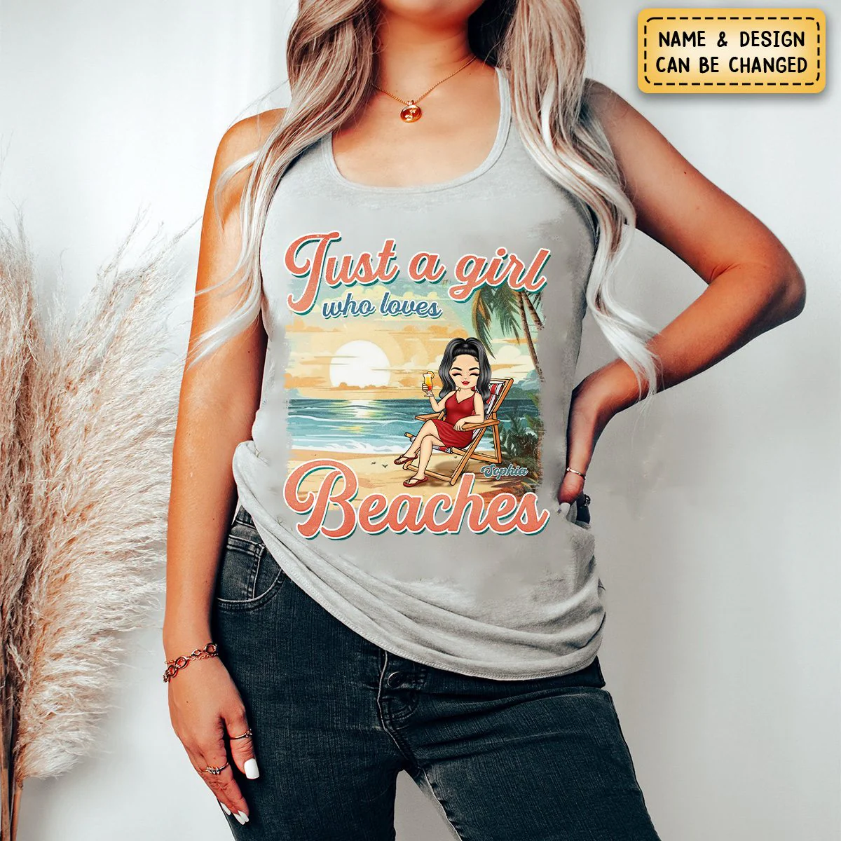 Just A Girl Who Love Summer -Personalized Custom Racer Back Tank Top - Gift For Best Friends, BFF, Sisters - Image 4