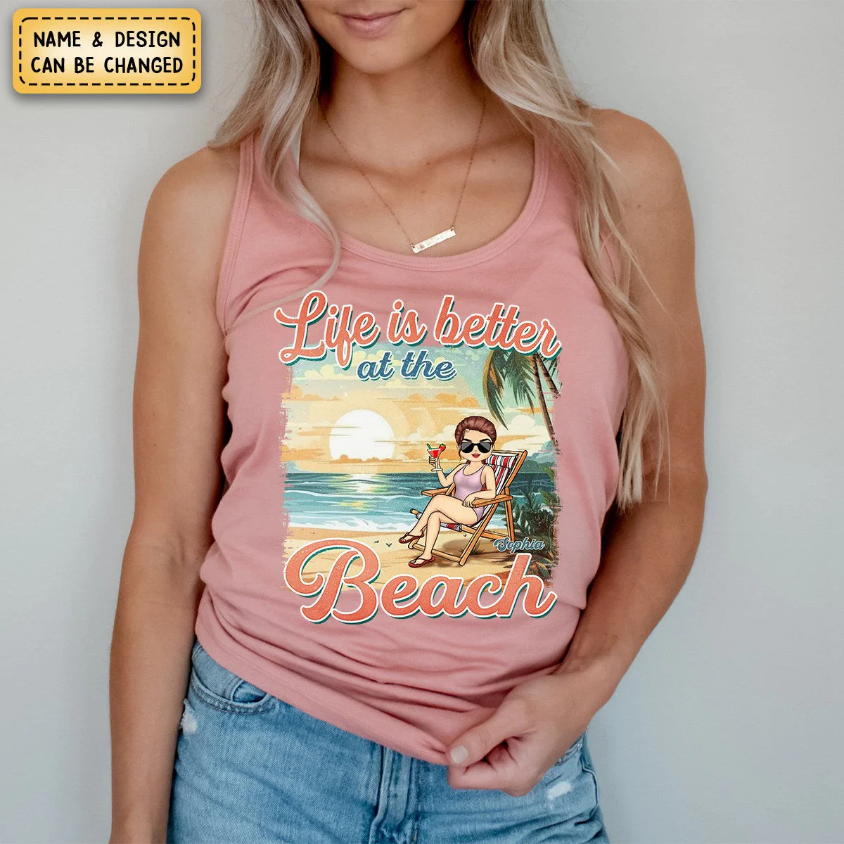 Just A Girl Who Love Summer -Personalized Custom Racer Back Tank Top - Gift For Best Friends, BFF, Sisters - Image 5