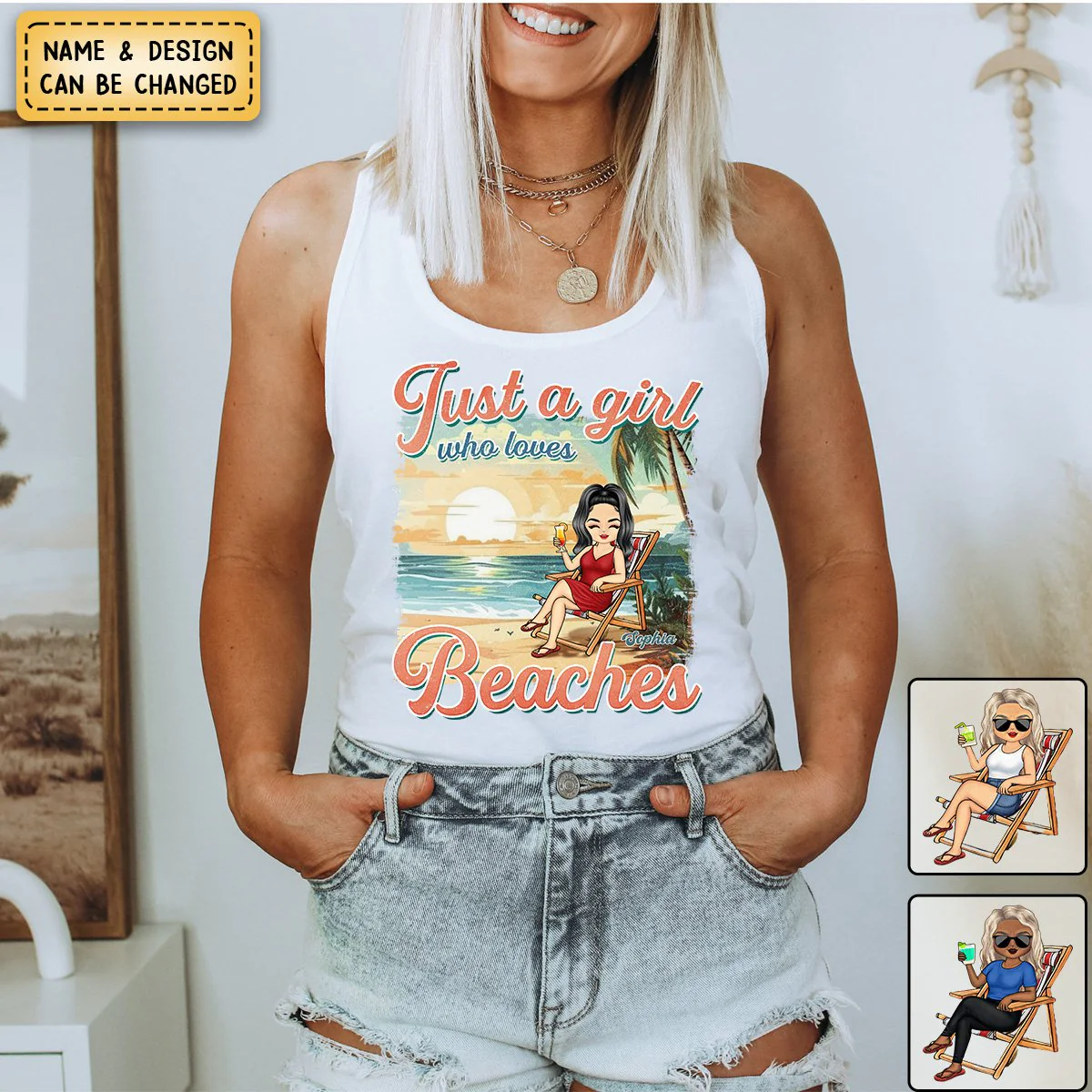 Just A Girl Who Love Summer -Personalized Custom Racer Back Tank Top - Gift For Best Friends, BFF, Sisters - Image 6