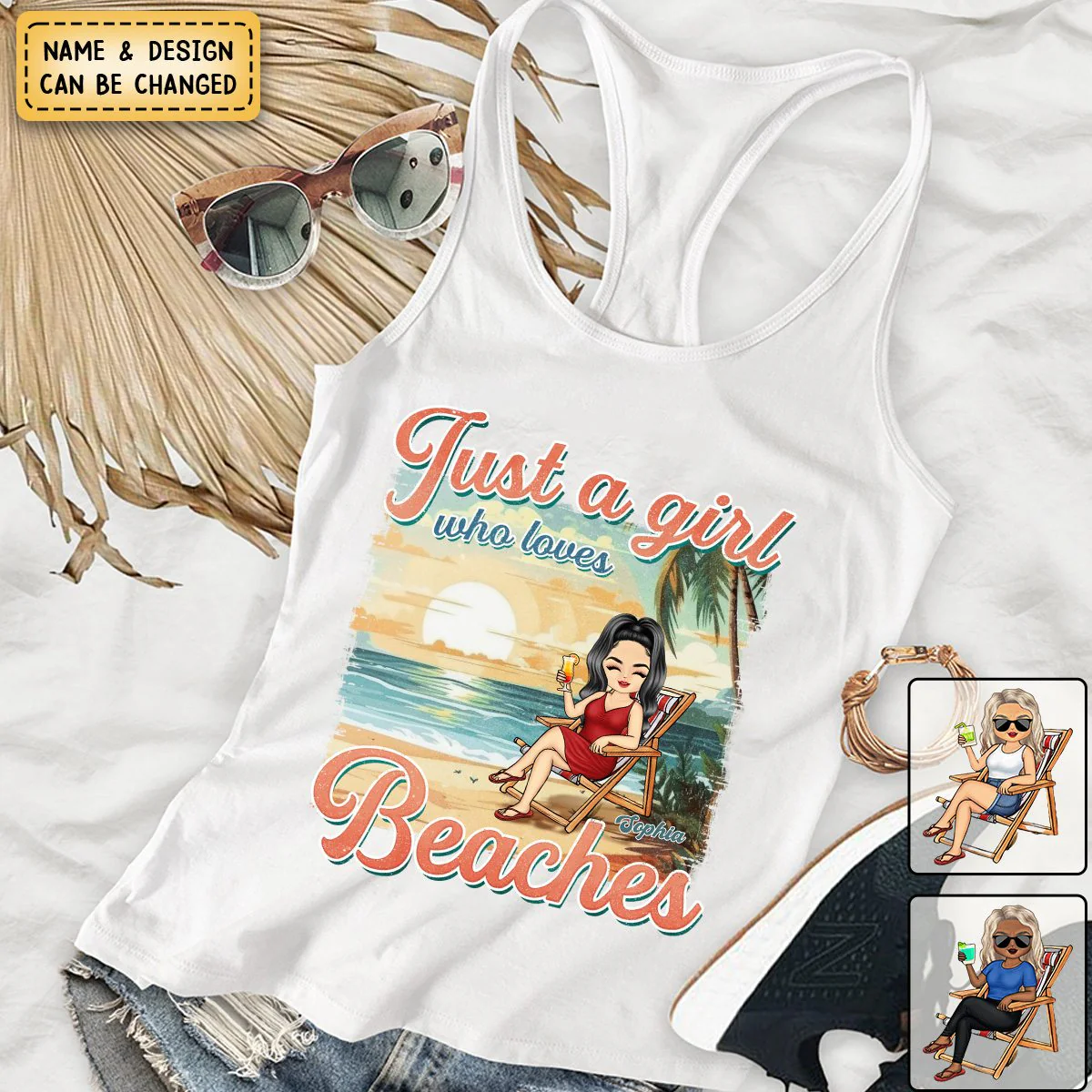 Just A Girl Who Love Summer -Personalized Custom Racer Back Tank Top - Gift For Best Friends, BFF, Sisters - Image 7