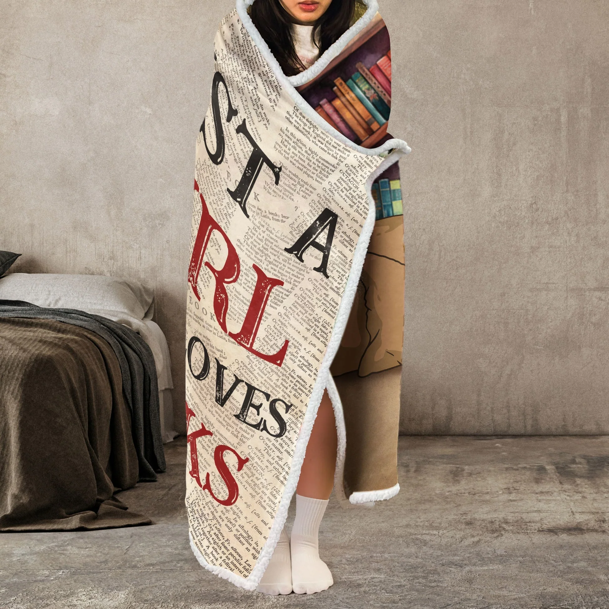 Just A Girl Who Loves Books - Personalized Wearable Blanket Hoodie - Image 3
