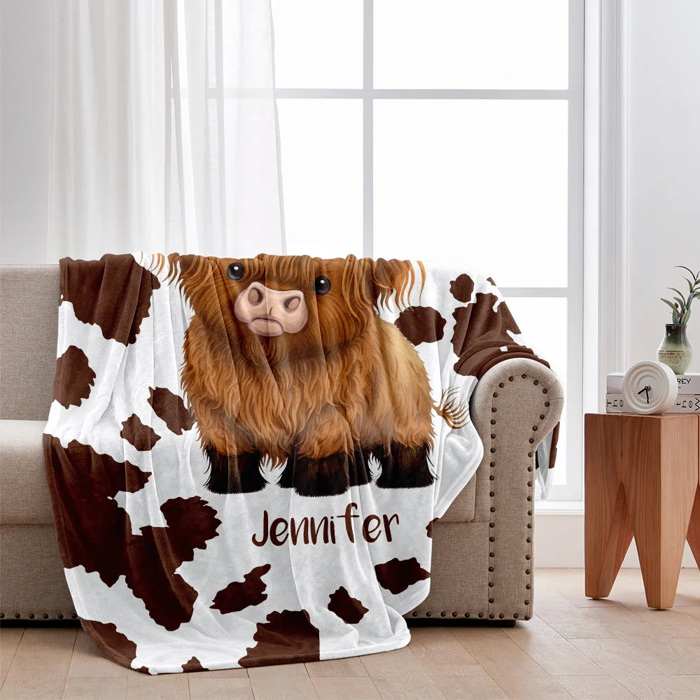 Just A Girl Who Loves Highland Cows - Personalized Blanket - Image 2