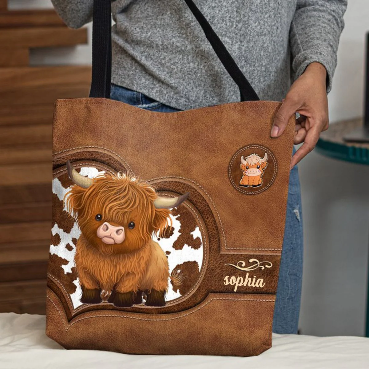 Just A Girl Who Loves Highland Cows - Personalized Tote Bag - Image 2