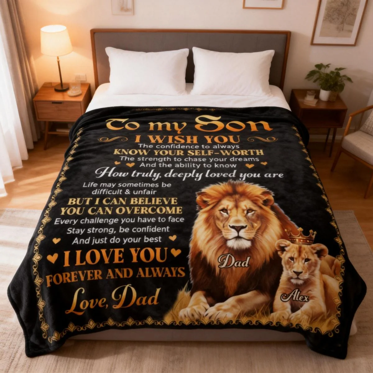Just Do Your Best - Personalized Custom Fleece Blanket Gift for Son, Grandson, Daughter - Image 3