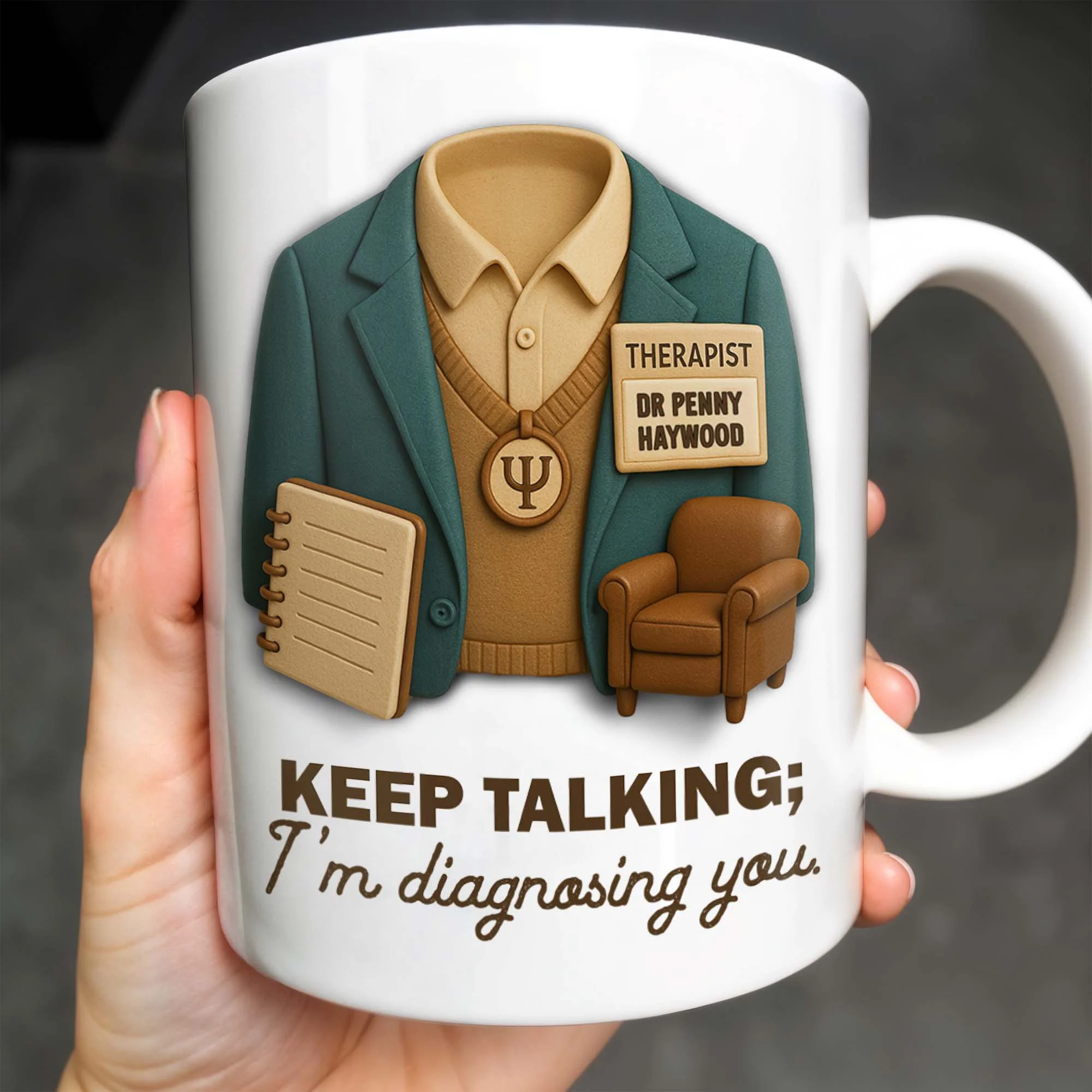 Keep Talking; I'm diagnosing you, Therapist Jacket, Notebook, Chair, Personalized Coffee Mug, Gift For Therapists - Image 2