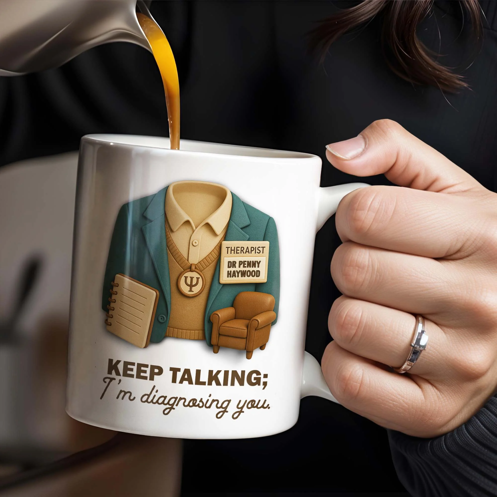 Keep Talking; I'm diagnosing you, Therapist Jacket, Notebook, Chair, Personalized Coffee Mug, Gift For Therapists - Image 3