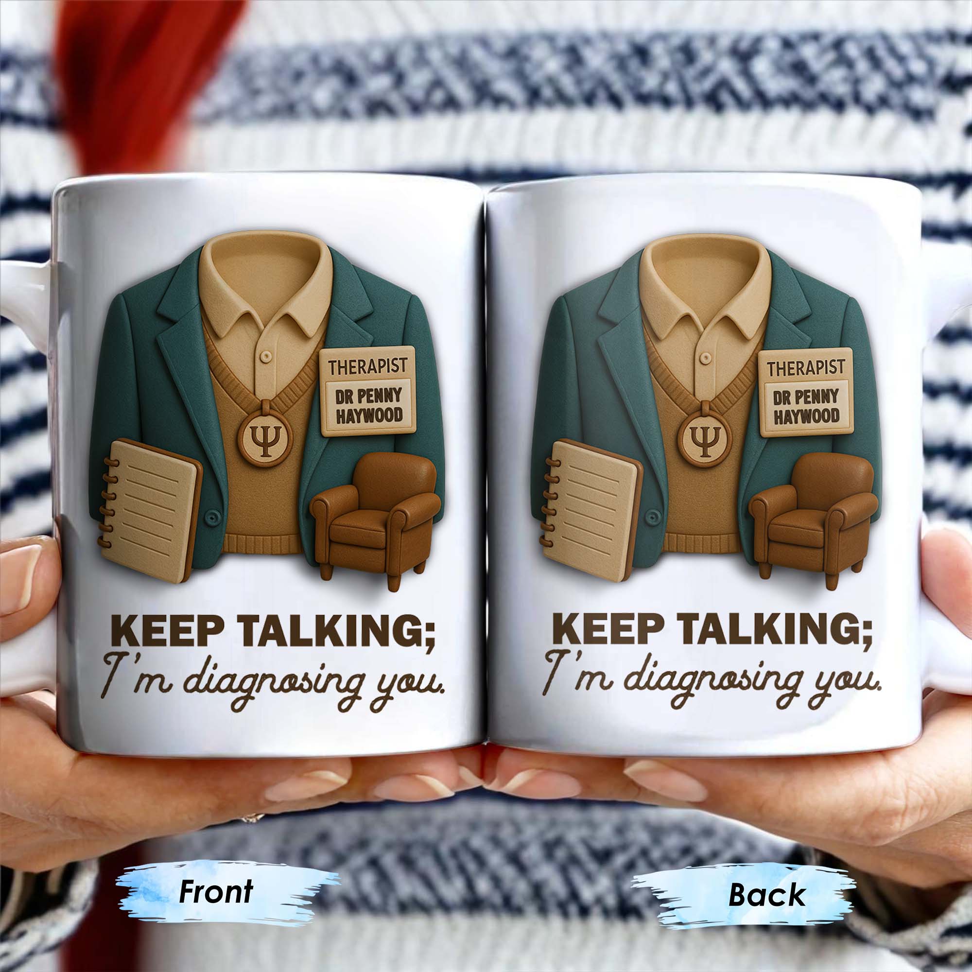 Keep Talking; I'm diagnosing you, Therapist Jacket, Notebook, Chair, Personalized Coffee Mug, Gift For Therapists - Image 4