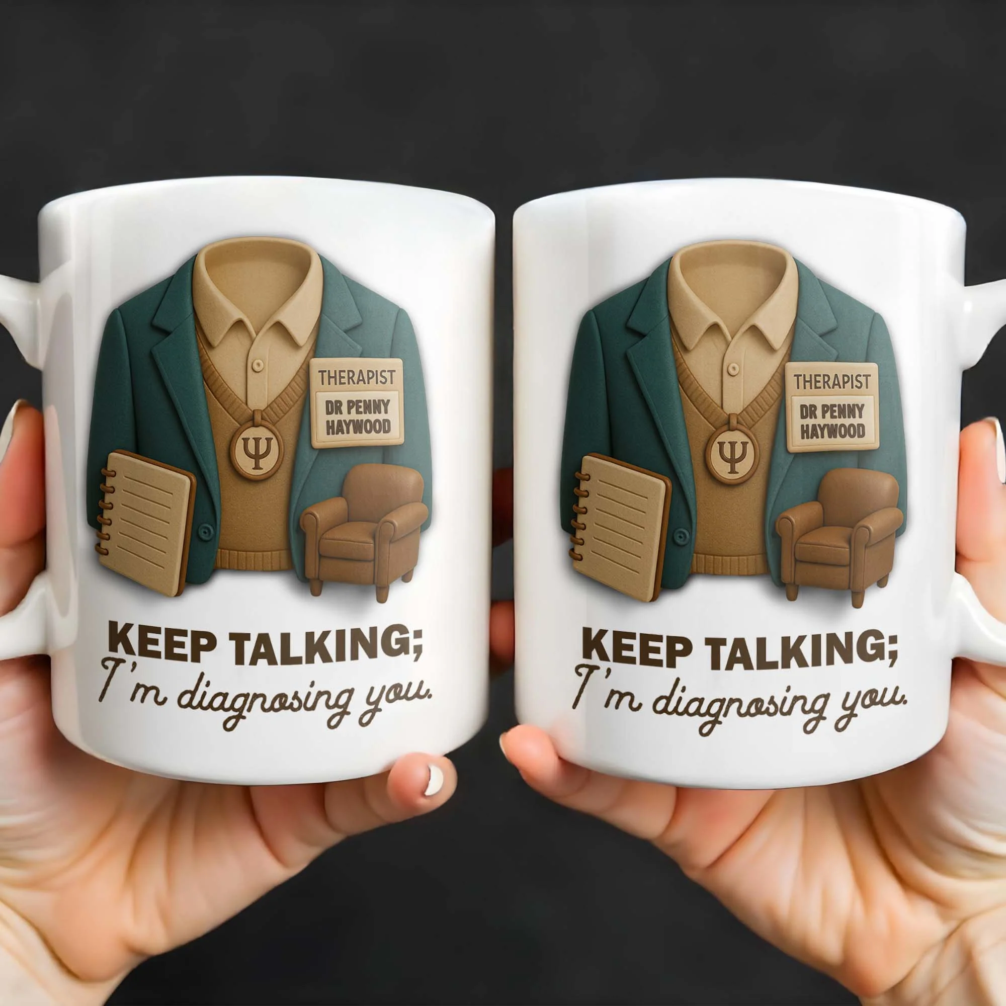 Keep Talking; I'm diagnosing you, Therapist Jacket, Notebook, Chair, Personalized Coffee Mug, Gift For Therapists - Image 5