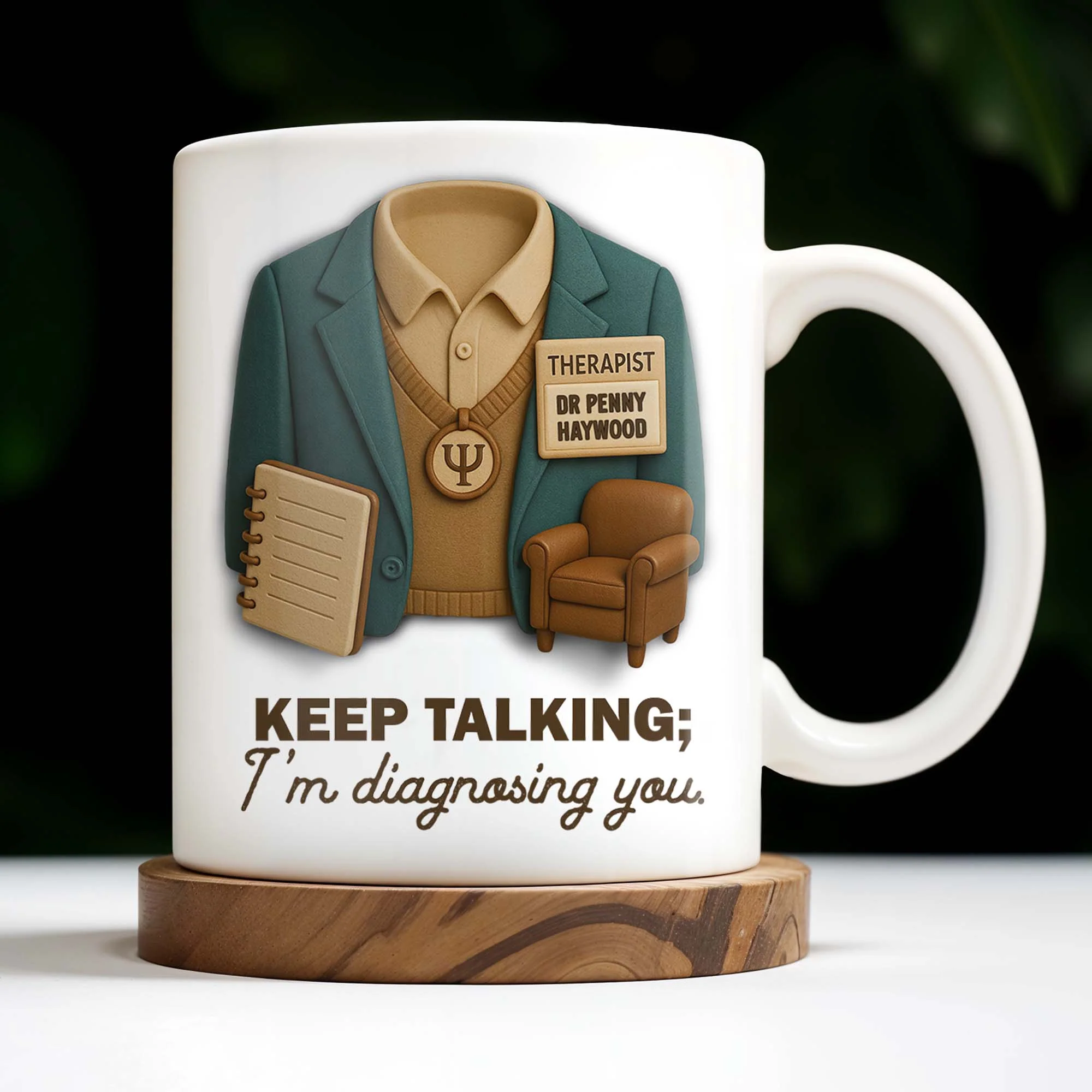 Keep Talking; I'm diagnosing you, Therapist Jacket, Notebook, Chair, Personalized Coffee Mug, Gift For Therapists - Image 6