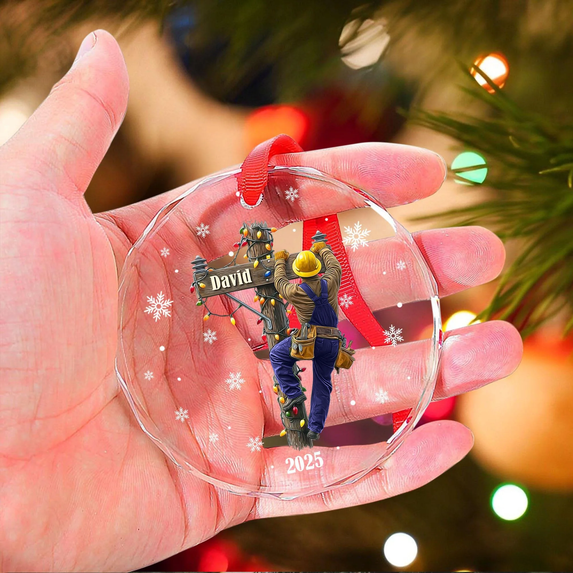 Keeping the Lights On - Lineman Outfit Personalized Christmas Ornament, Gift For Lineworker - Image 2