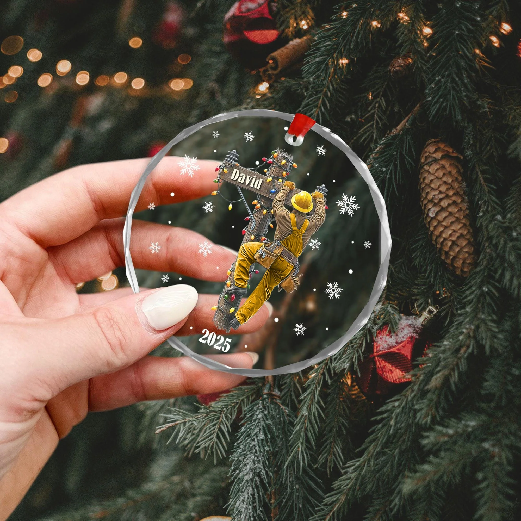 Keeping the Lights On - Lineman Outfit Personalized Christmas Ornament, Gift For Lineworker - Image 3