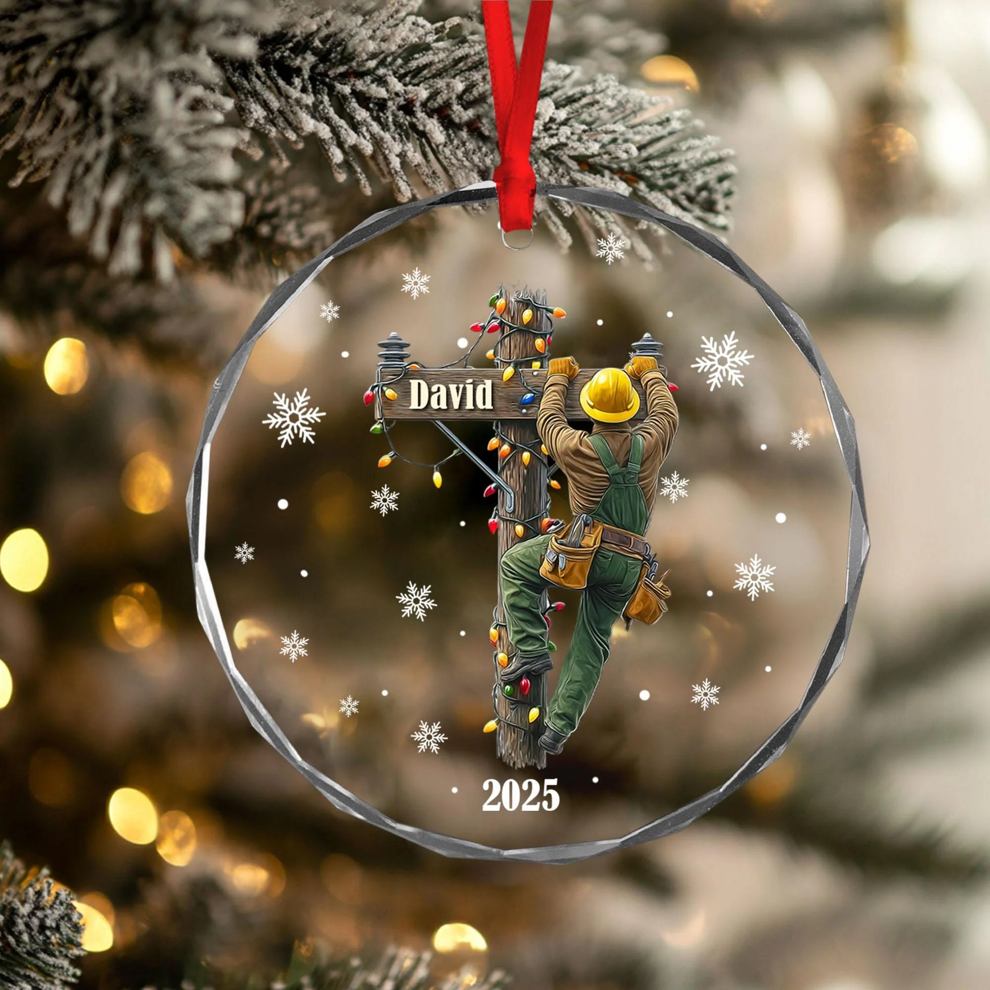 Keeping the Lights On - Lineman Outfit Personalized Christmas Ornament, Gift For Lineworker - Image 4