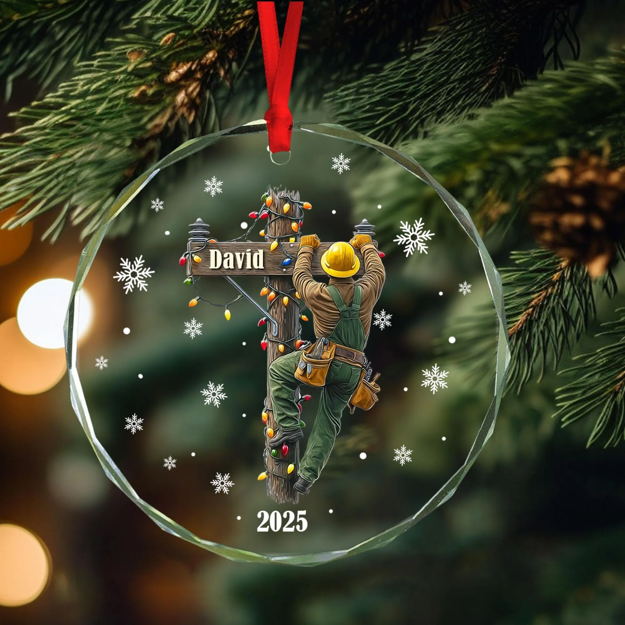 Keeping the Lights On - Lineman Outfit Personalized Christmas Ornament, Gift For Lineworker - Image 5