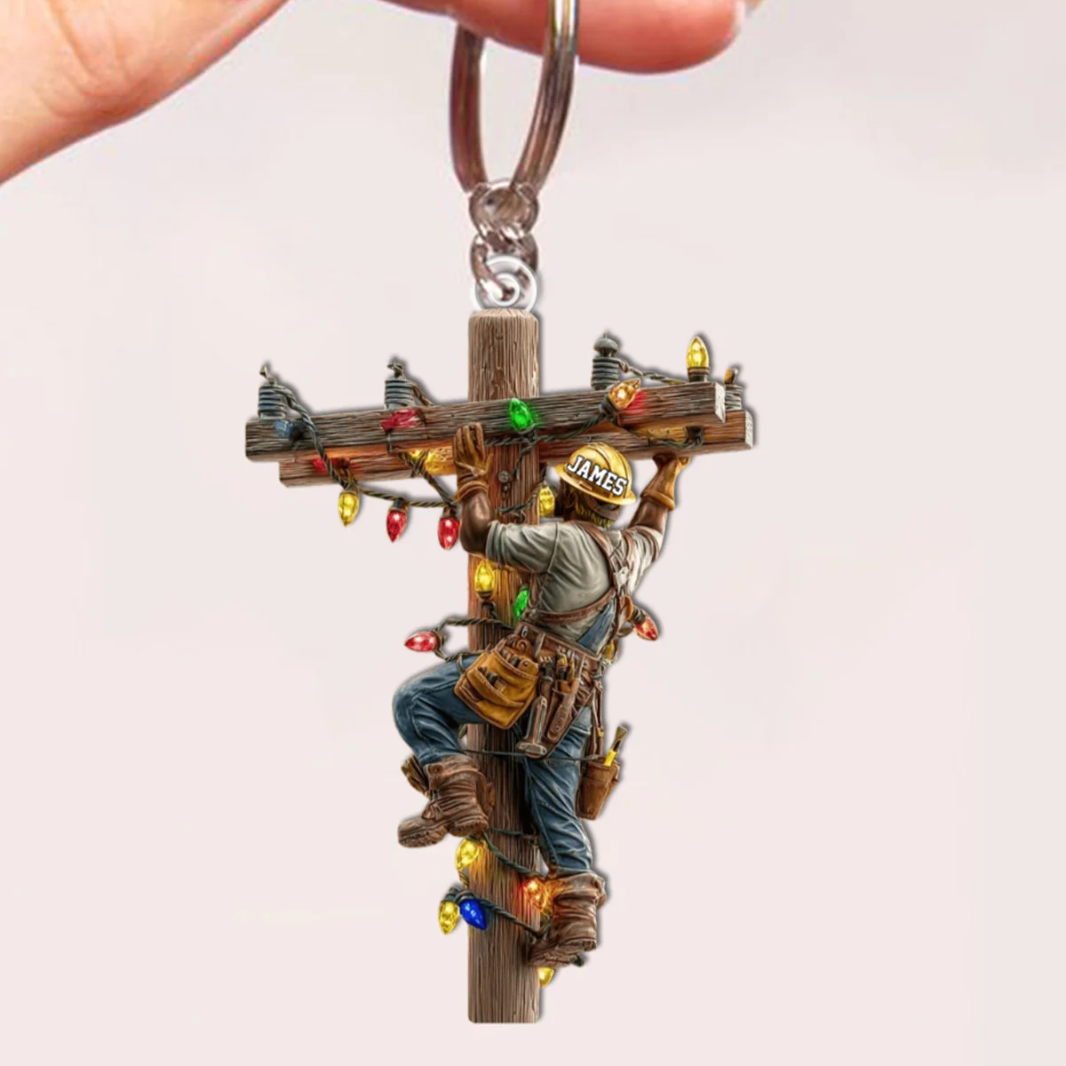 Keeping the Lights On - Personalized Lineman Keychain - Image 2