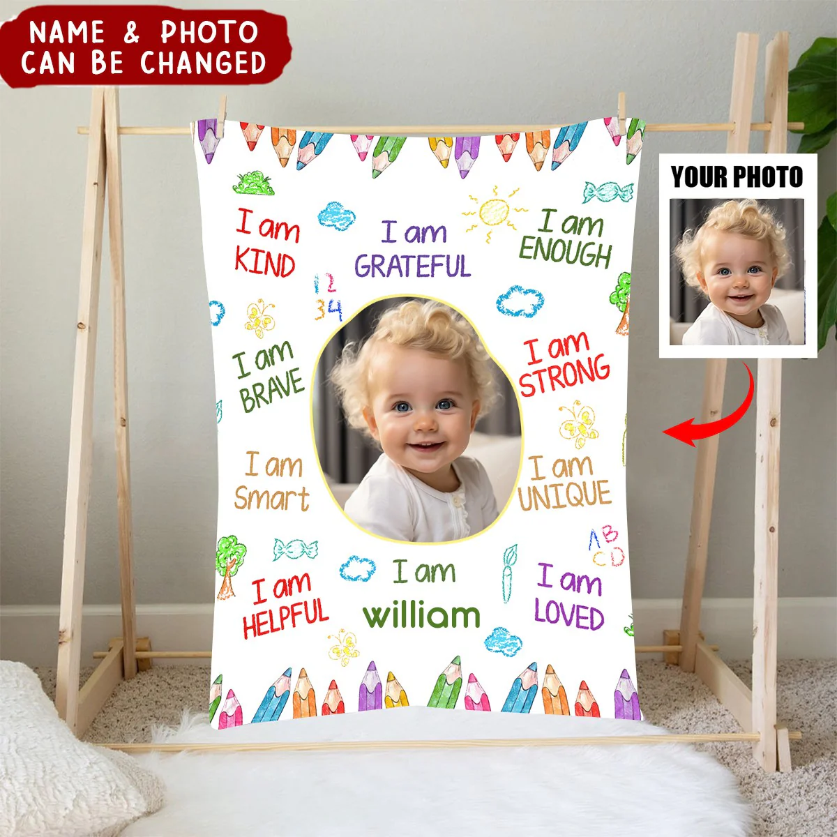 Personalized Kid Affirmations I Am Kind Smart Loved Blanket - Image 5