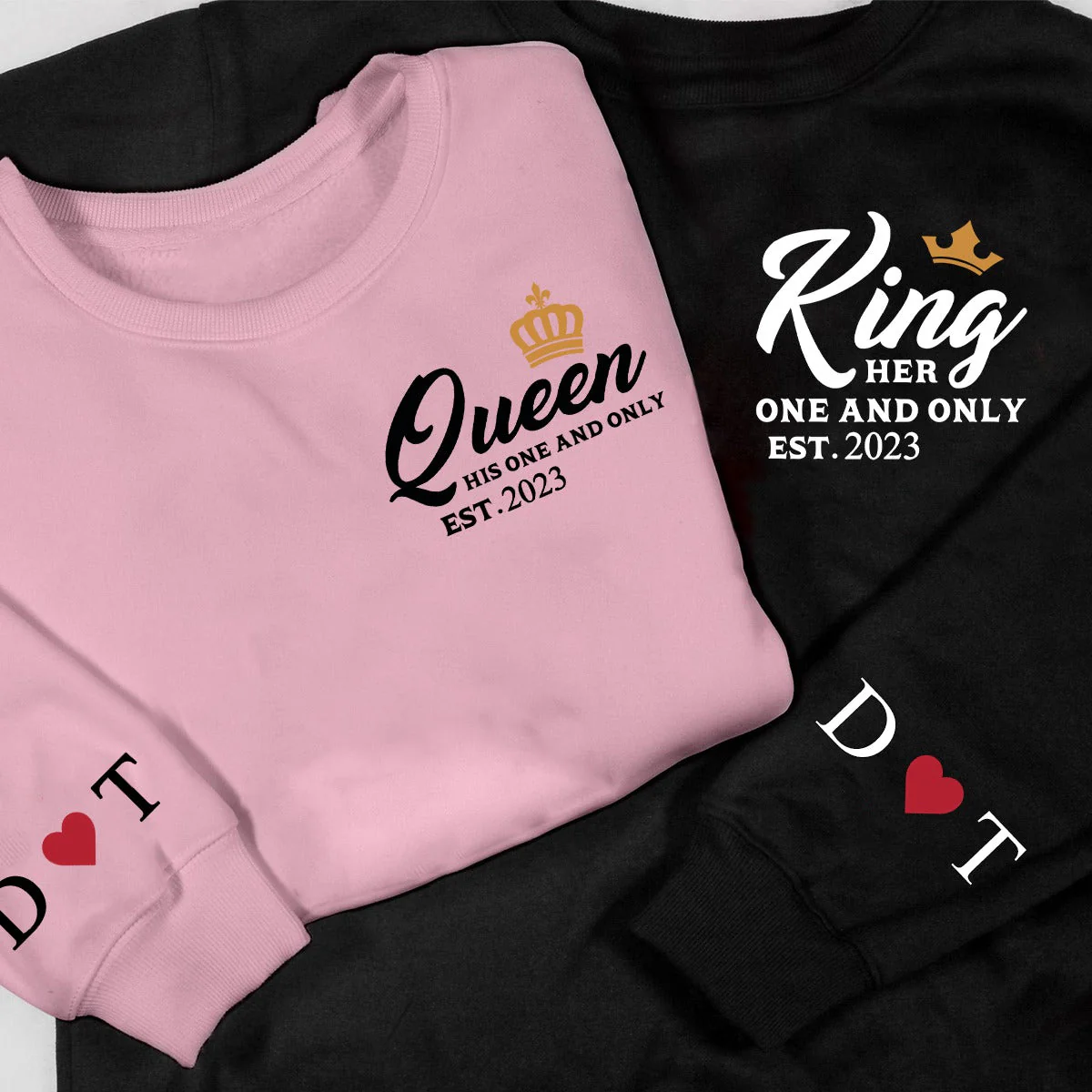King And Queen Couple, Personalized Sweatshirt,Gift for Couple - Image 2