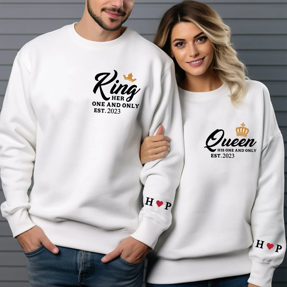 King And Queen Couple, Personalized Sweatshirt,Gift for Couple - Image 3