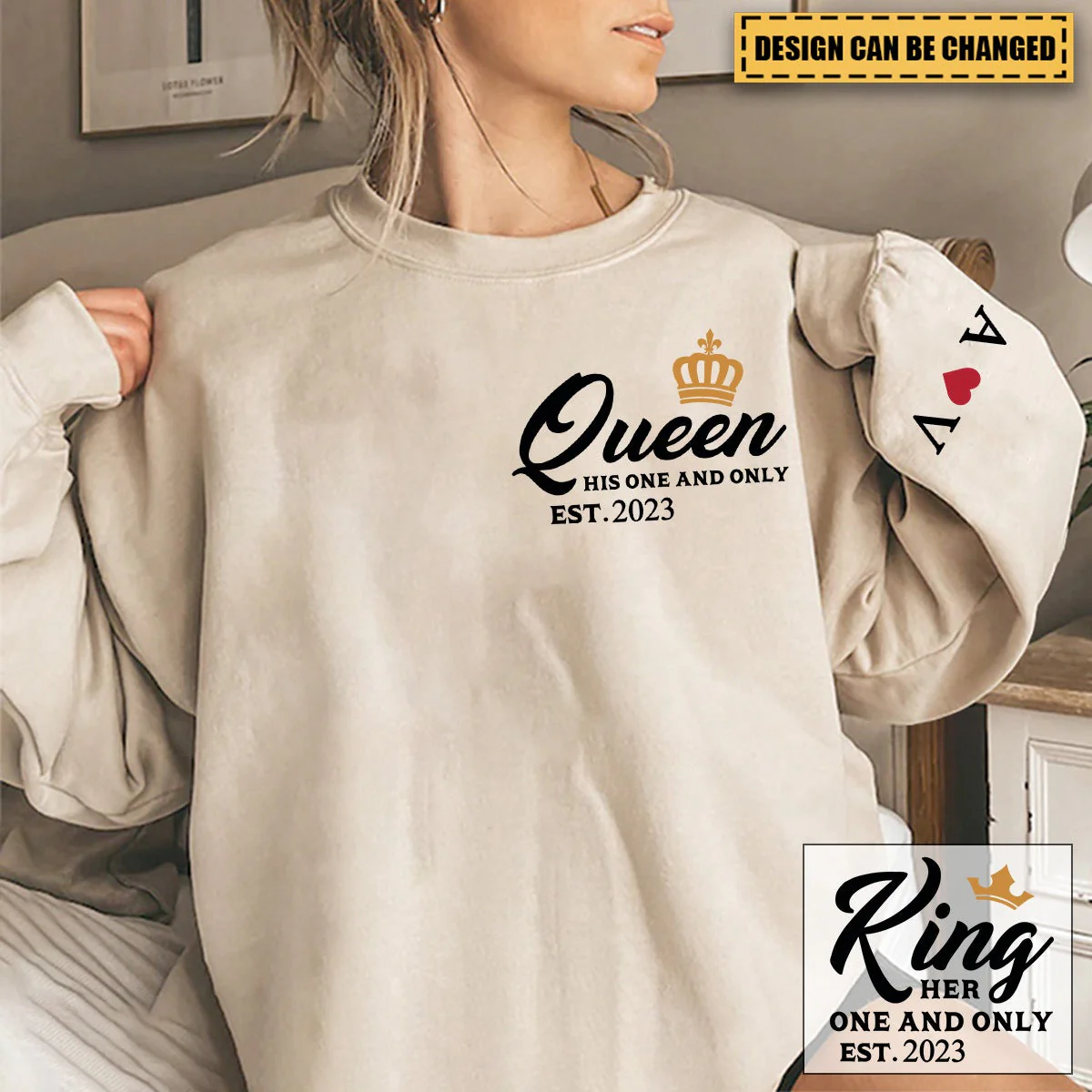 King And Queen Couple, Personalized Sweatshirt,Gift for Couple - Image 7