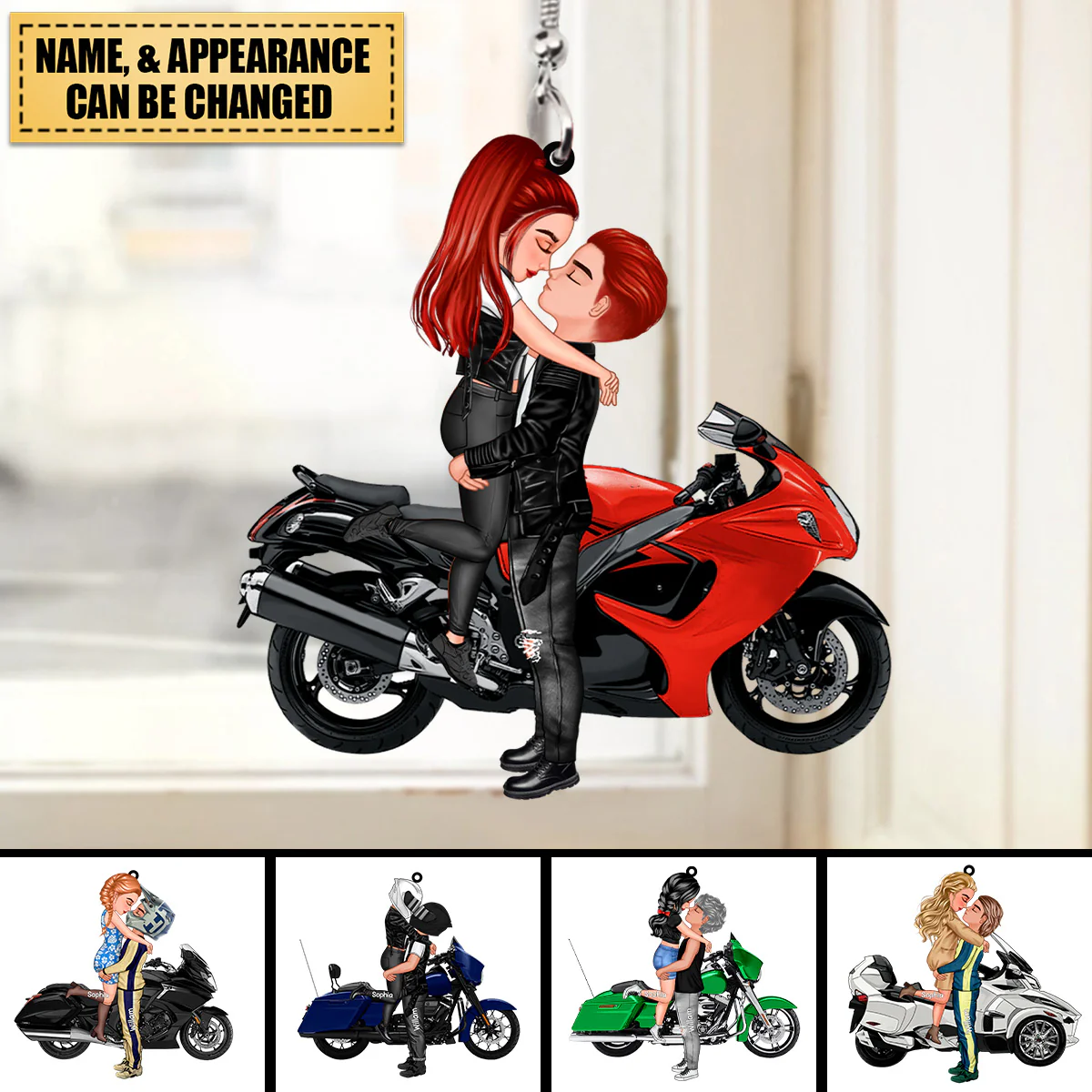 Kissing Doll Motorcycle Couple - Personalized Acrylic Ornament - Gifts For Boyfriend Girlfriend - Image 5