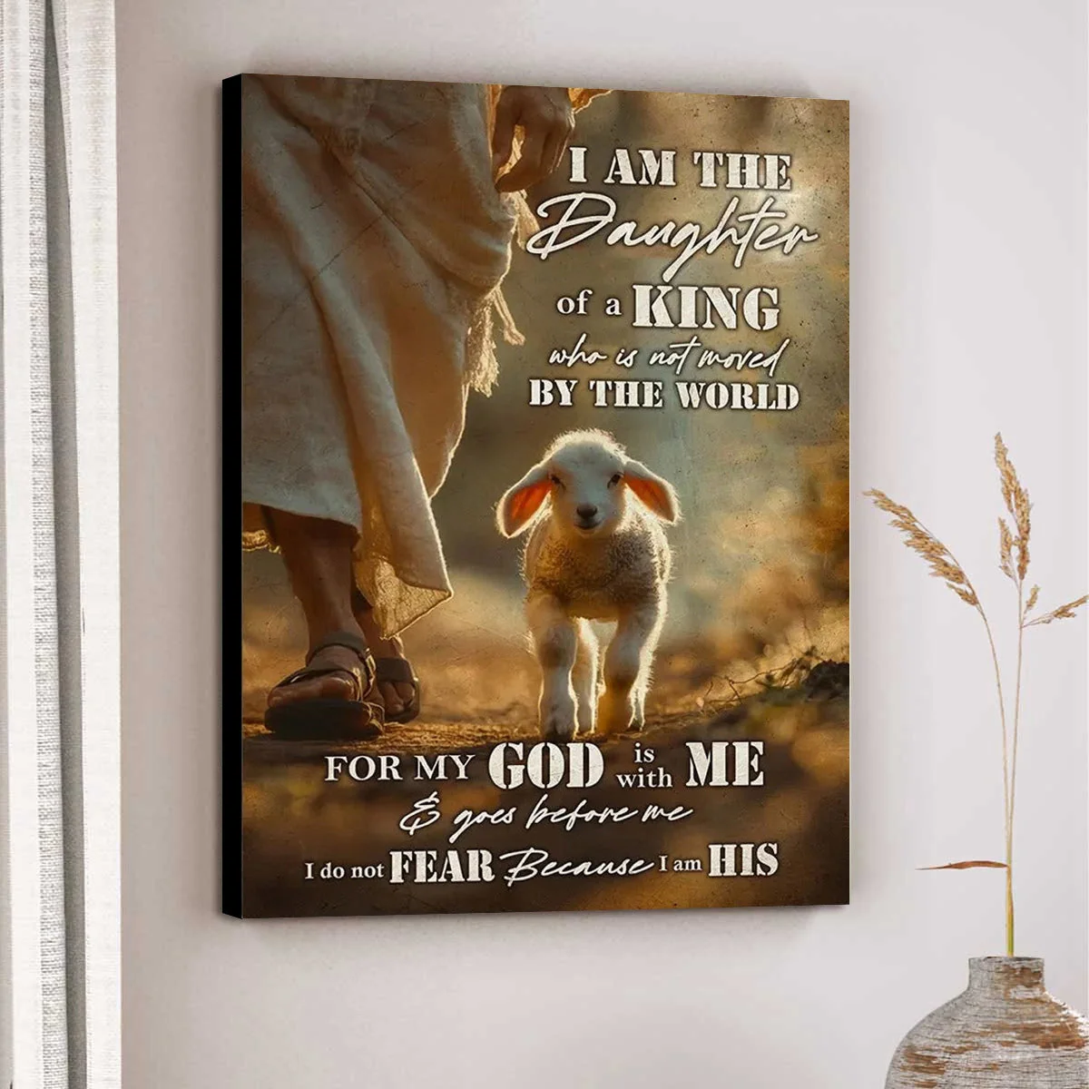 Lamb Of God I Am The Daughter Of A King - Inspirational Christian Canvas - Image 3