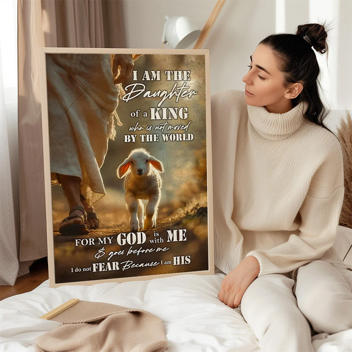 Lamb Of God I Am The Daughter Of A King - Inspirational Christian Canvas - Image 4