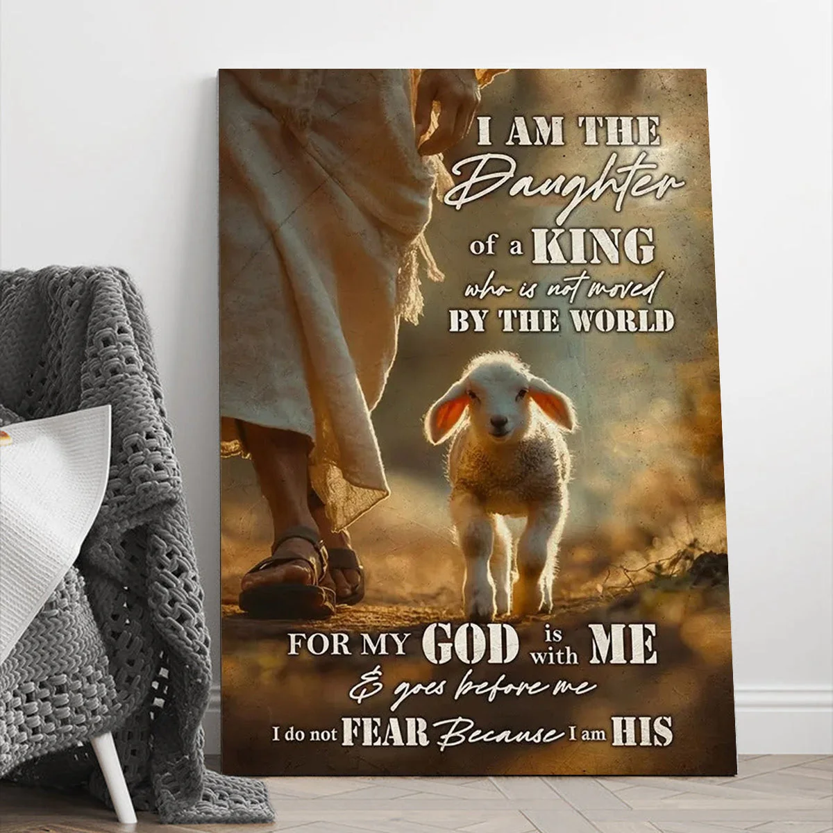 Lamb Of God I Am The Daughter Of A King - Inspirational Christian Canvas - Image 5