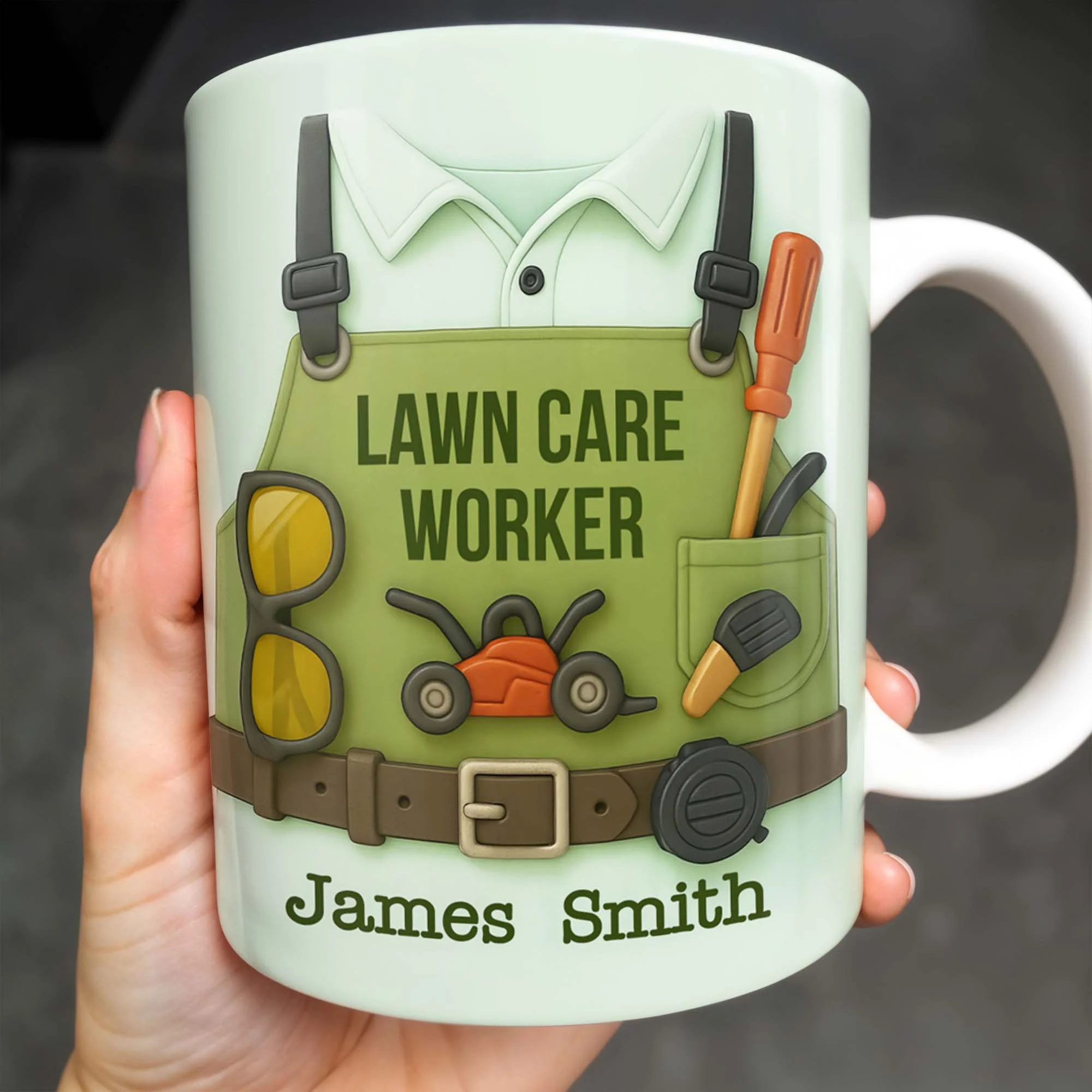 Lawn Mower, Tools, and Sunglasses, Personalized Mug, Gift For Gardeners and Lawn Care - Image 2
