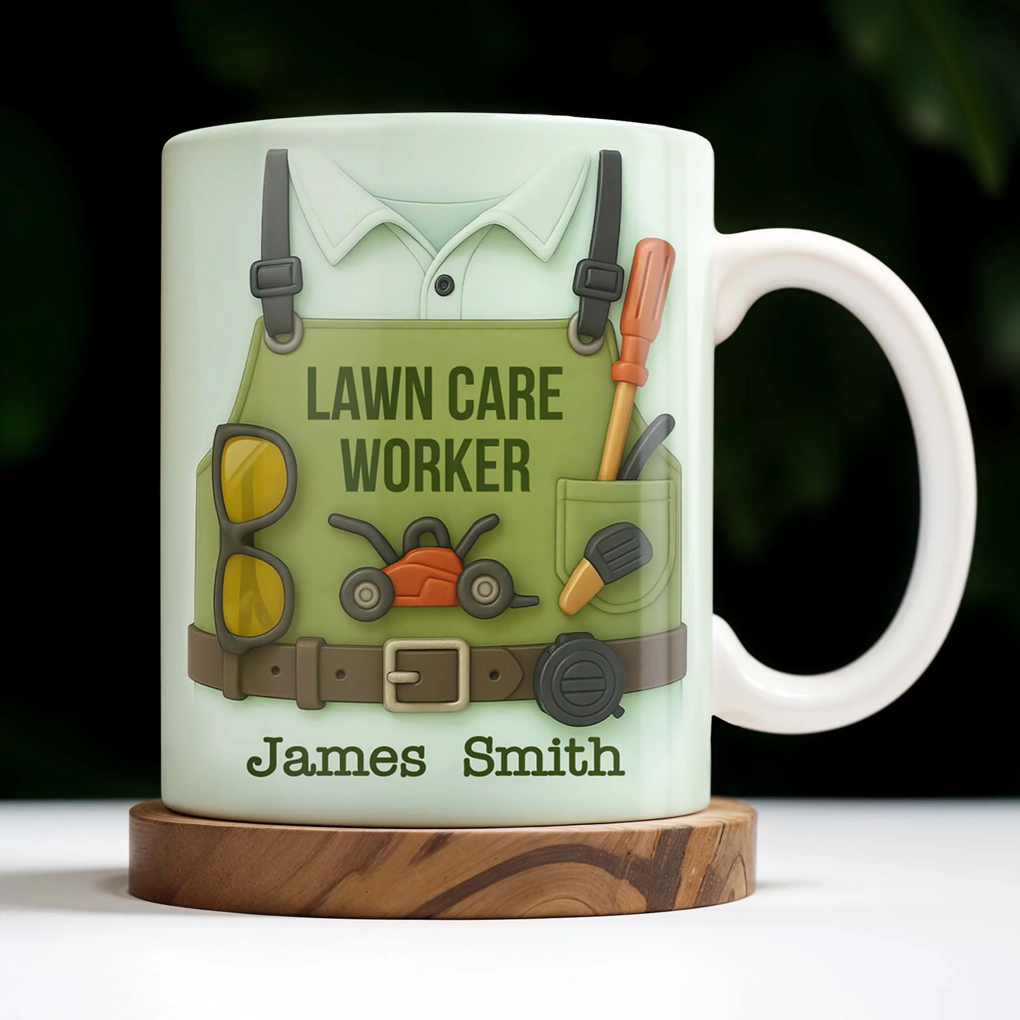 Lawn Mower, Tools, and Sunglasses, Personalized Mug, Gift For Gardeners and Lawn Care - Image 3