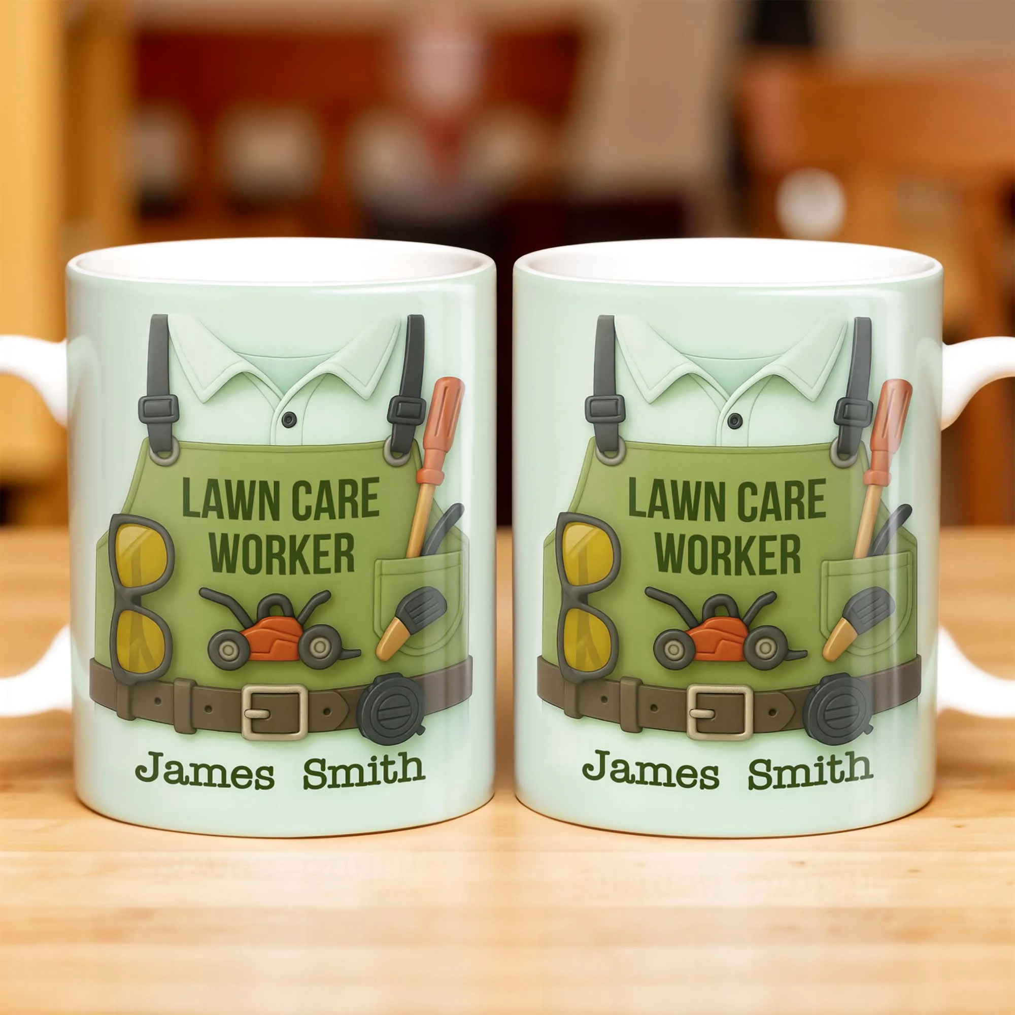 Lawn Mower, Tools, and Sunglasses, Personalized Mug, Gift For Gardeners and Lawn Care - Image 4