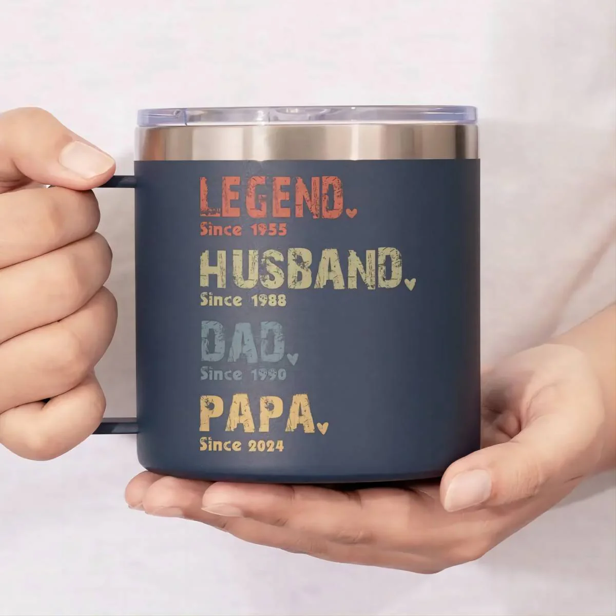 Legend, Husband, Dad And Papa Since - Family Personalized 14oz Stainless Steel Tumbler - Image 2