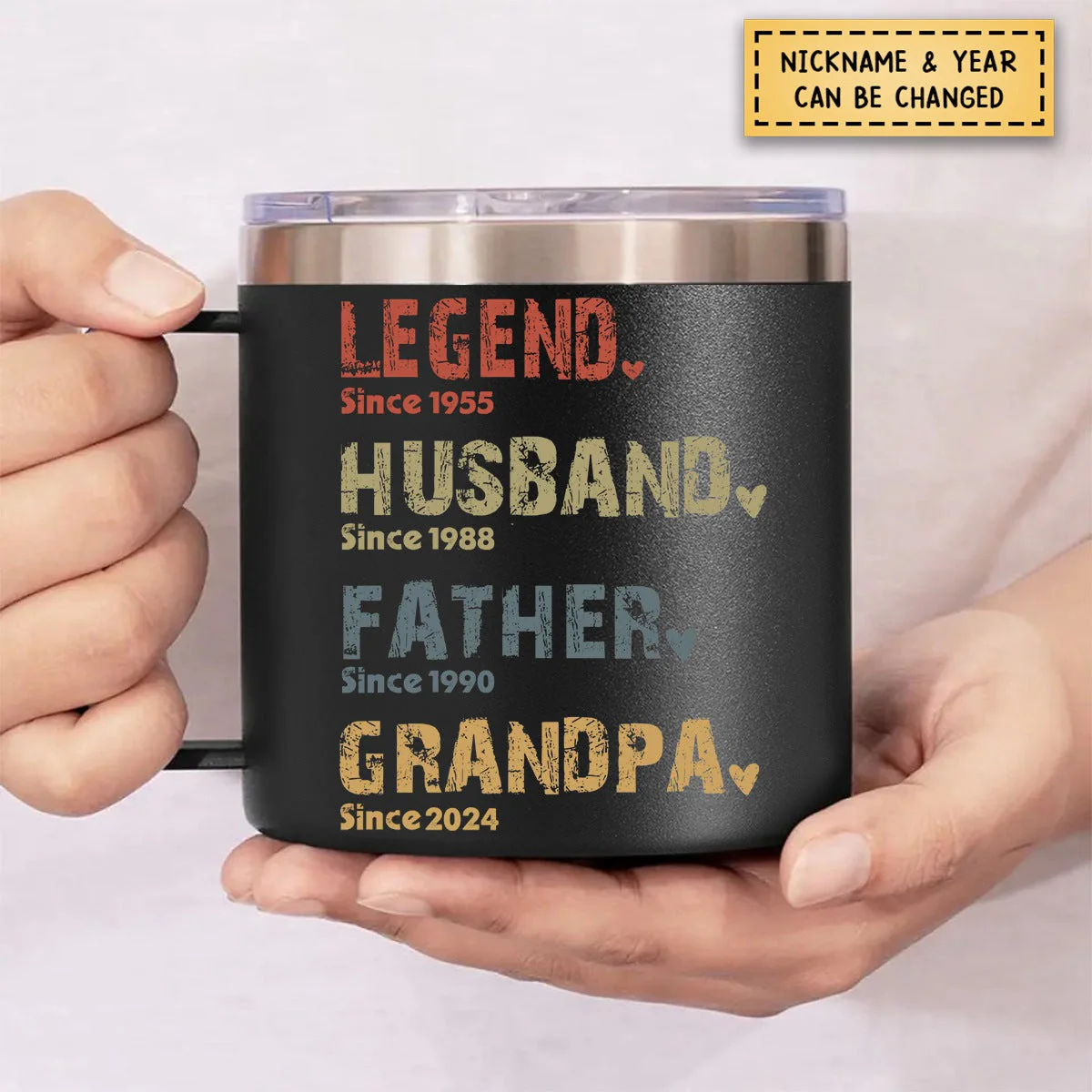 Legend, Husband, Dad And Papa Since - Family Personalized 14oz Stainless Steel Tumbler - Image 3